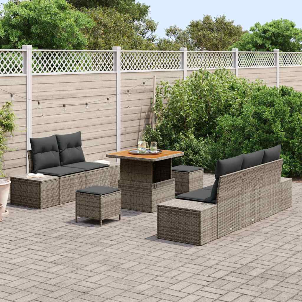 Ensemble de canapé de jardin avec coussin 8 pcs Gris polyrotin - XIOS