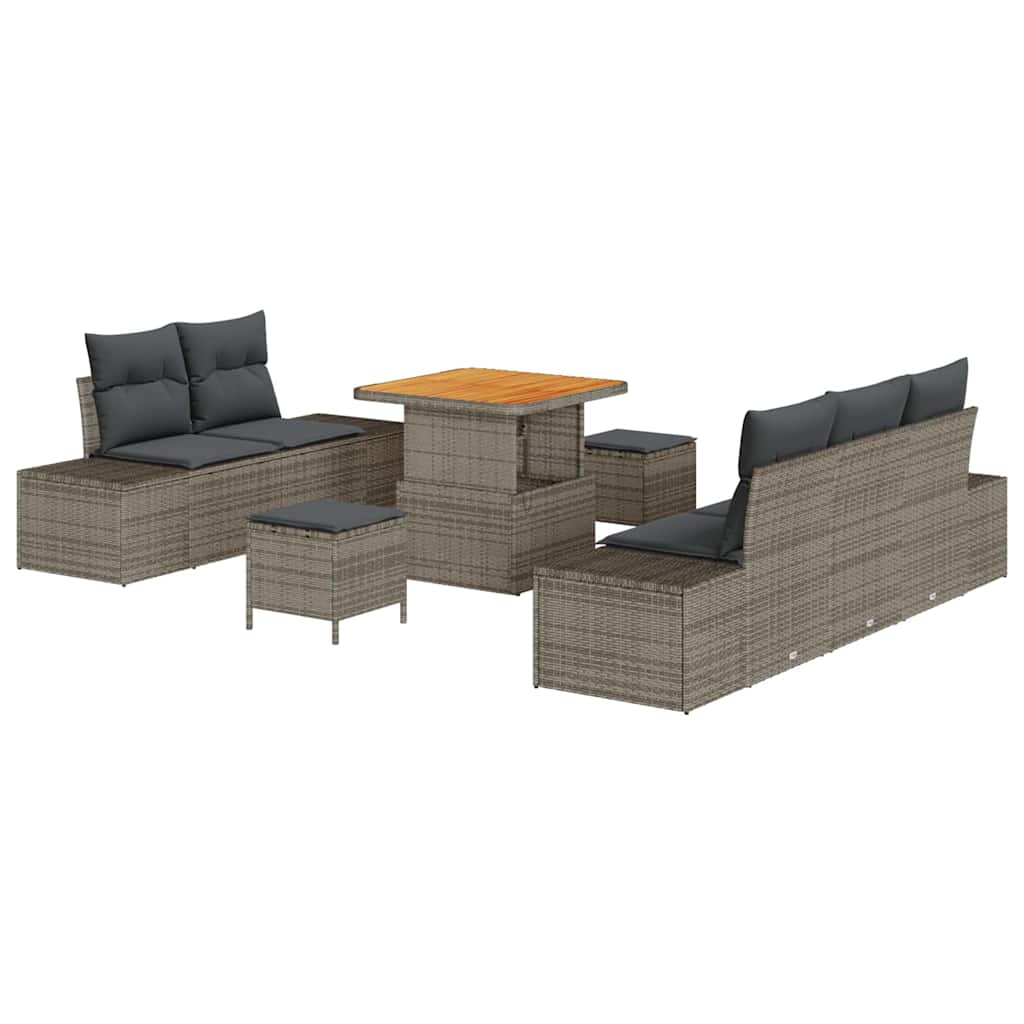 Ensemble de canapé de jardin avec coussin 8 pcs Gris polyrotin - XIOS