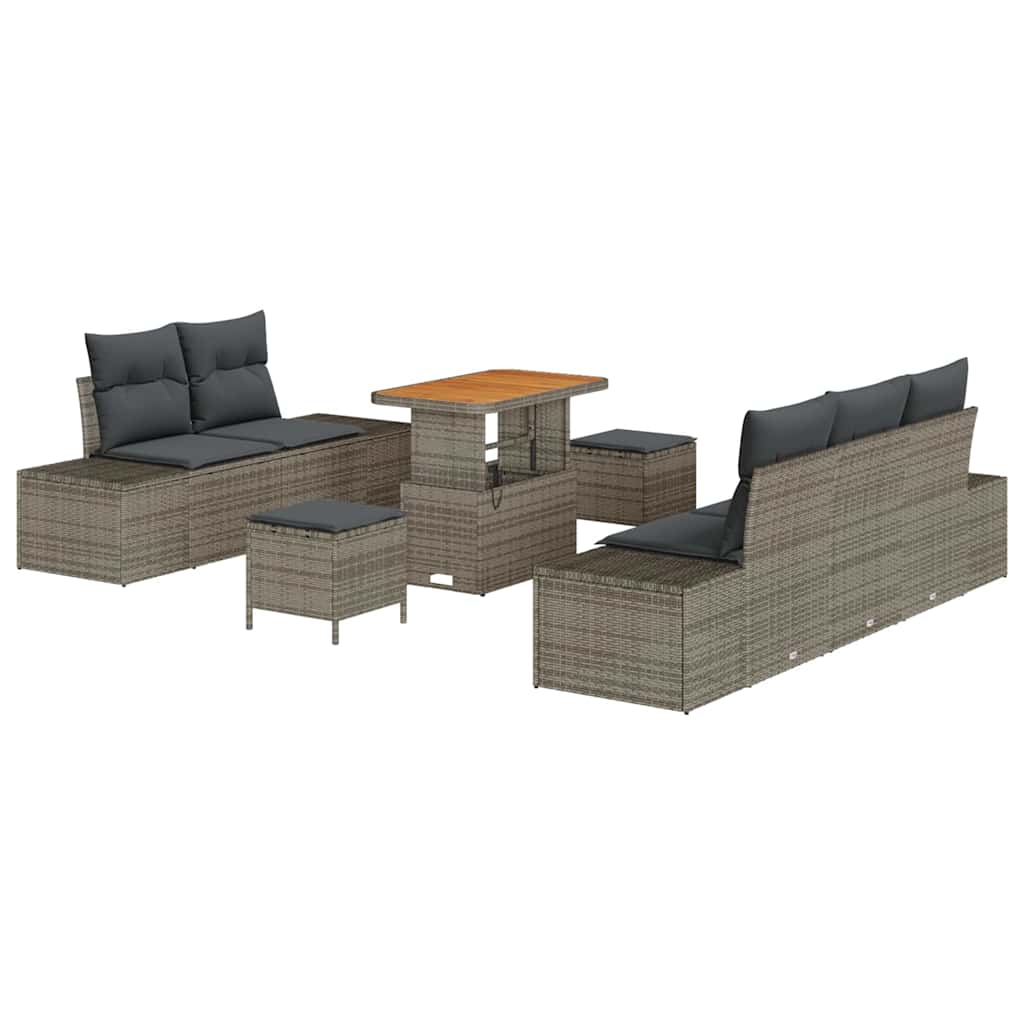 Ensemble de canapé de jardin avec coussin 8 pcs Gris polyrotin - XIOS