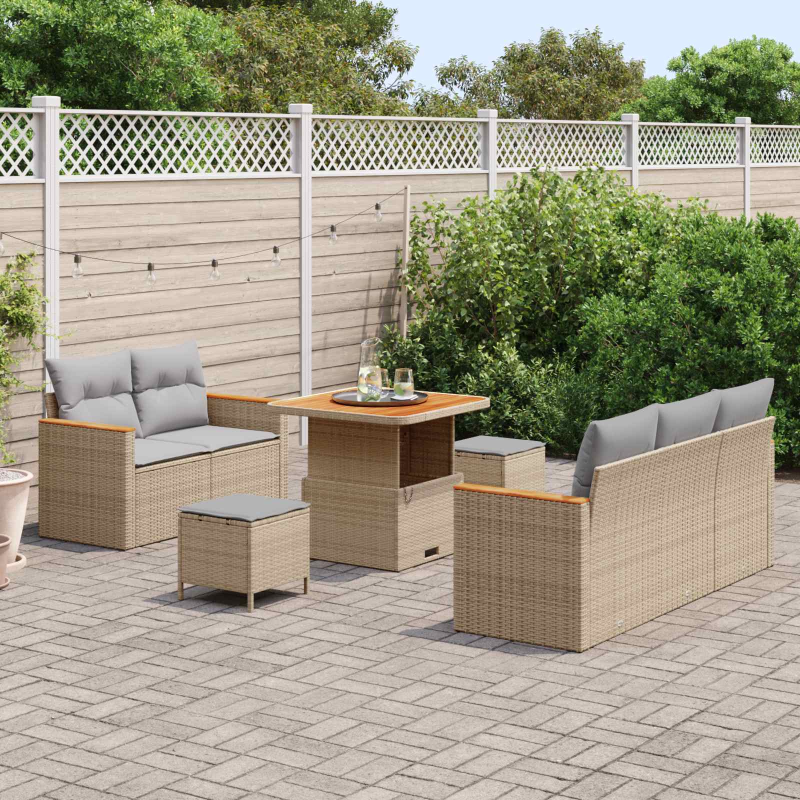 Ensemble de canapé de jardin 8 pcs Beige polyrotin - XIOS