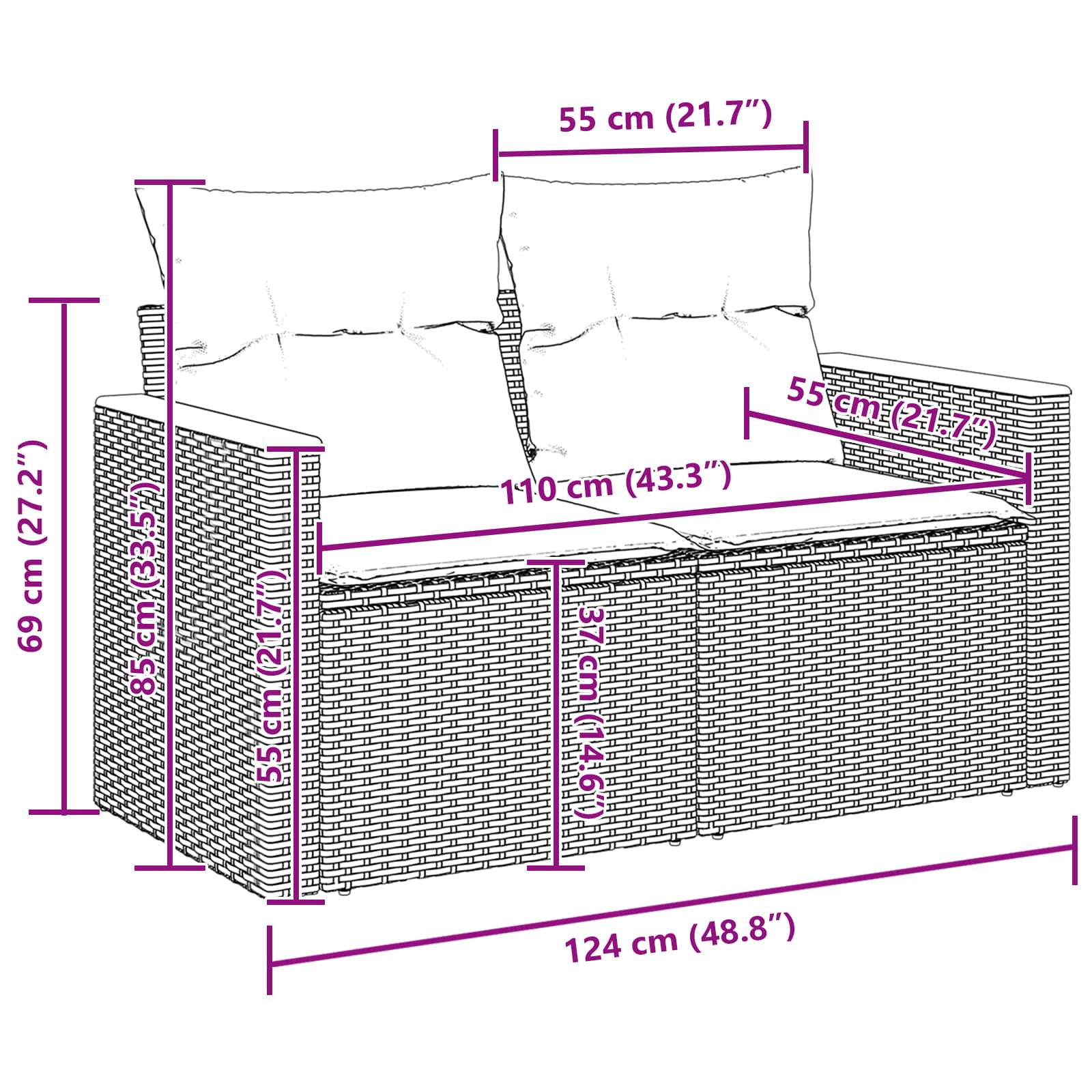 Ensemble de canapé de jardin 8 pcs Beige polyrotin - XIOS