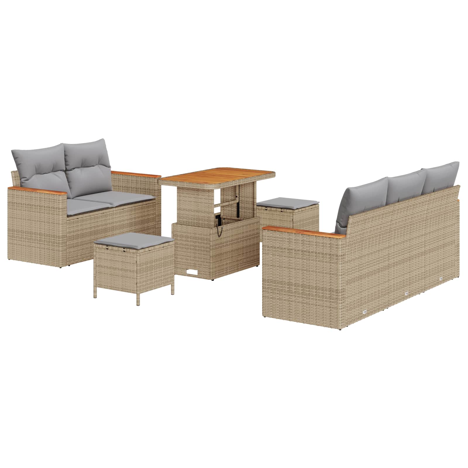 Ensemble de canapé de jardin 8 pcs Beige polyrotin - XIOS