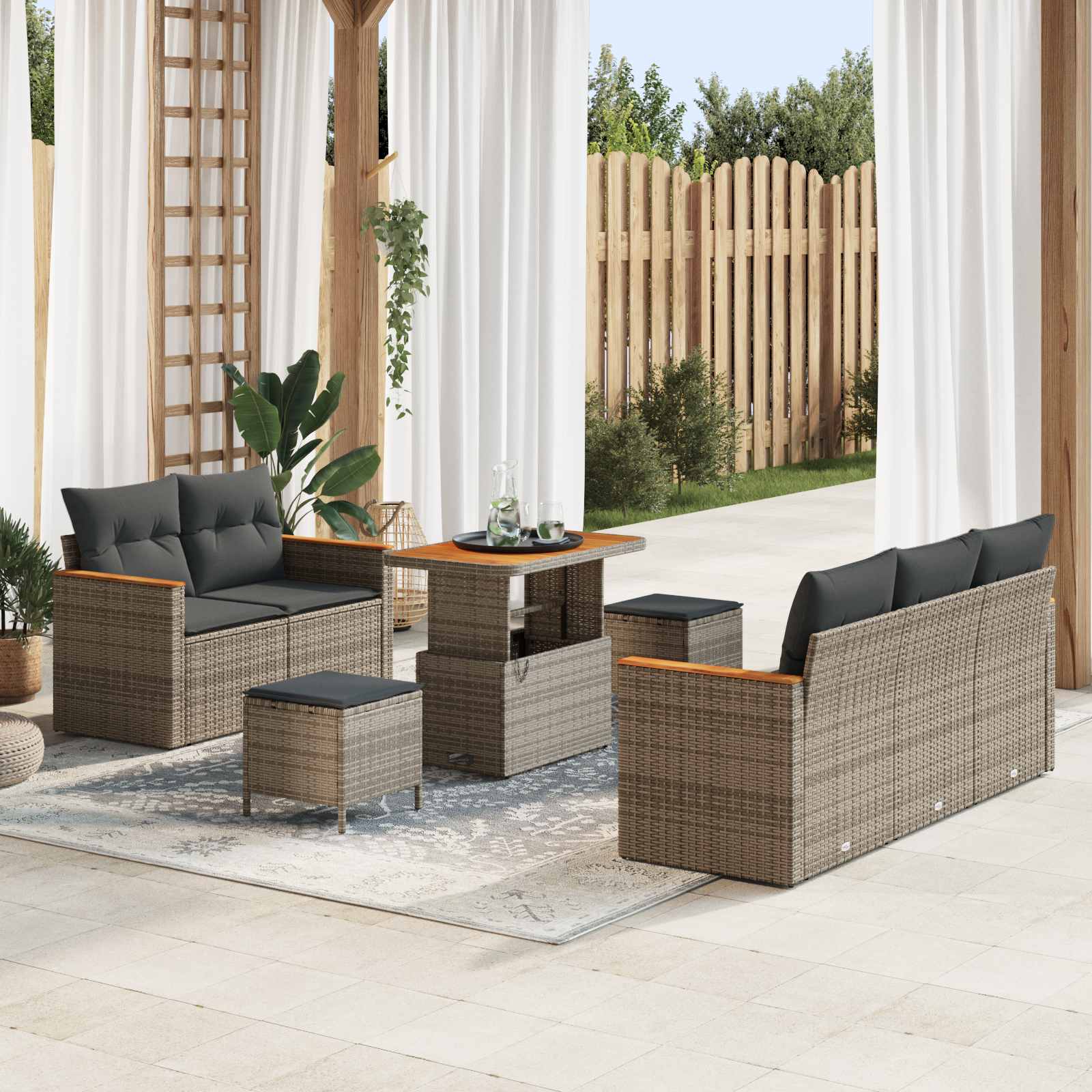 Ensemble de canapé de jardin 8 pcs Gris polyrotin - XIOS