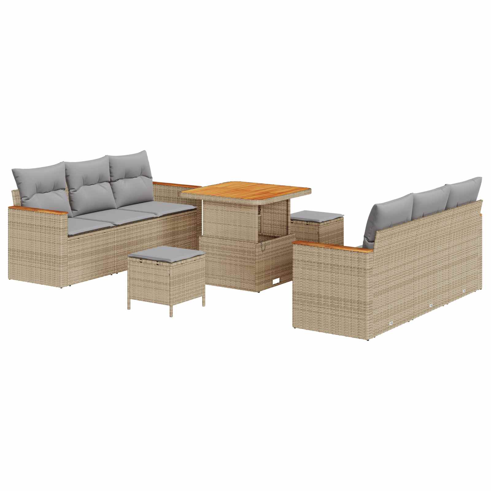 Ensemble de canapé de jardin 9 pcs Beige polyrotin - XIOS