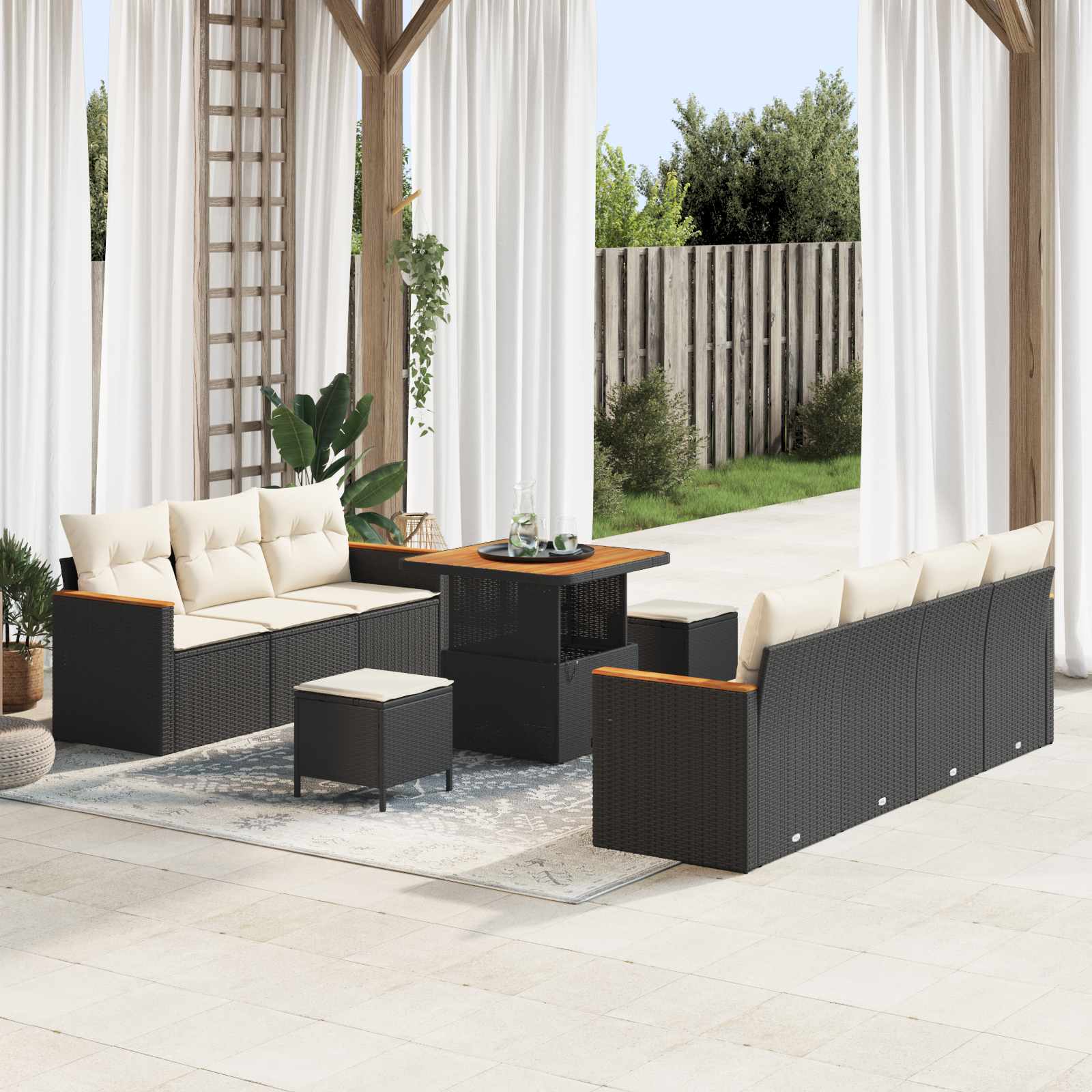 Ensemble de canapé de jardin 10 pcs Noir polyrotin - XIOS