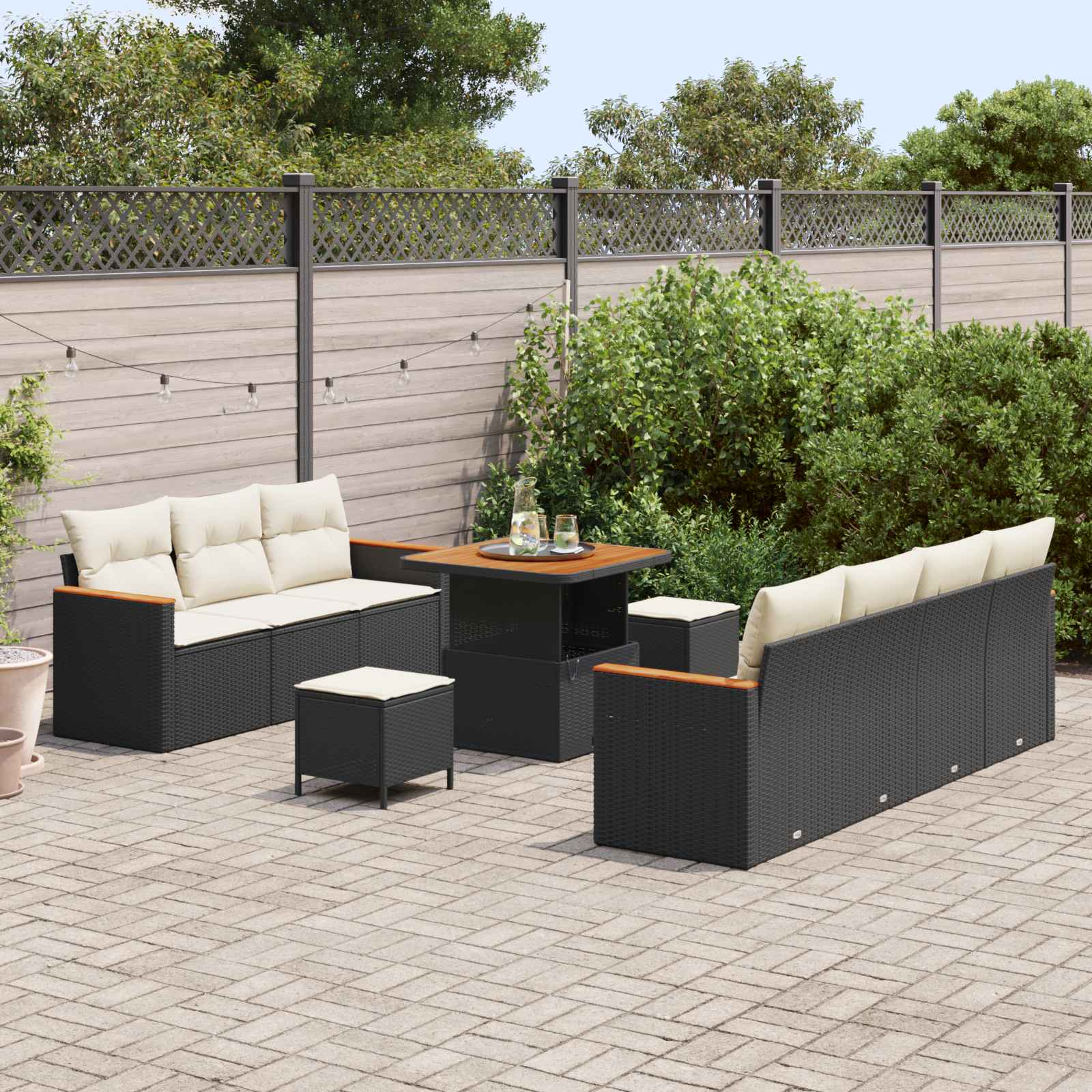 Ensemble de canapé de jardin 10 pcs Noir polyrotin - XIOS