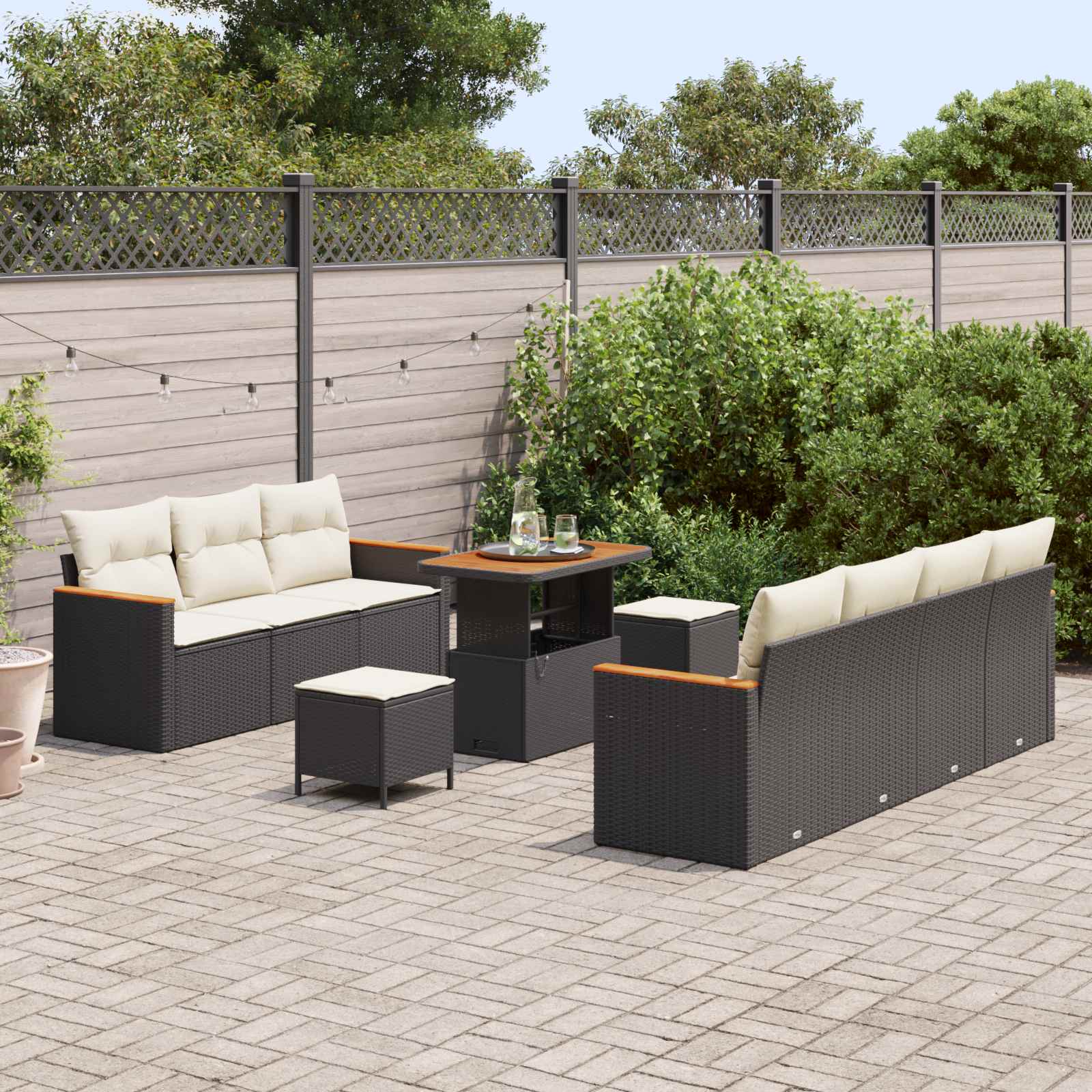 Ensemble de canapé de jardin 10 pcs Noir polyrotin - XIOS