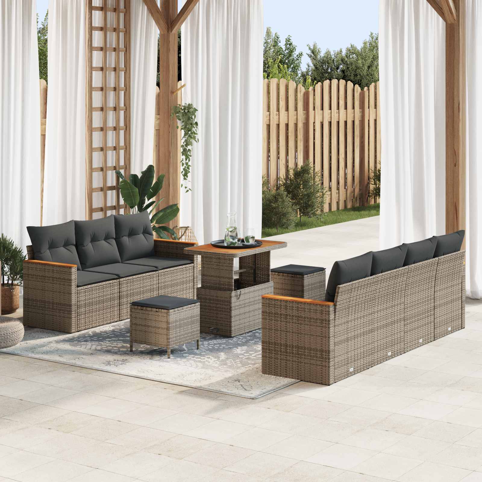 Ensemble de canapé de jardin 10 pcs Gris polyrotin - XIOS
