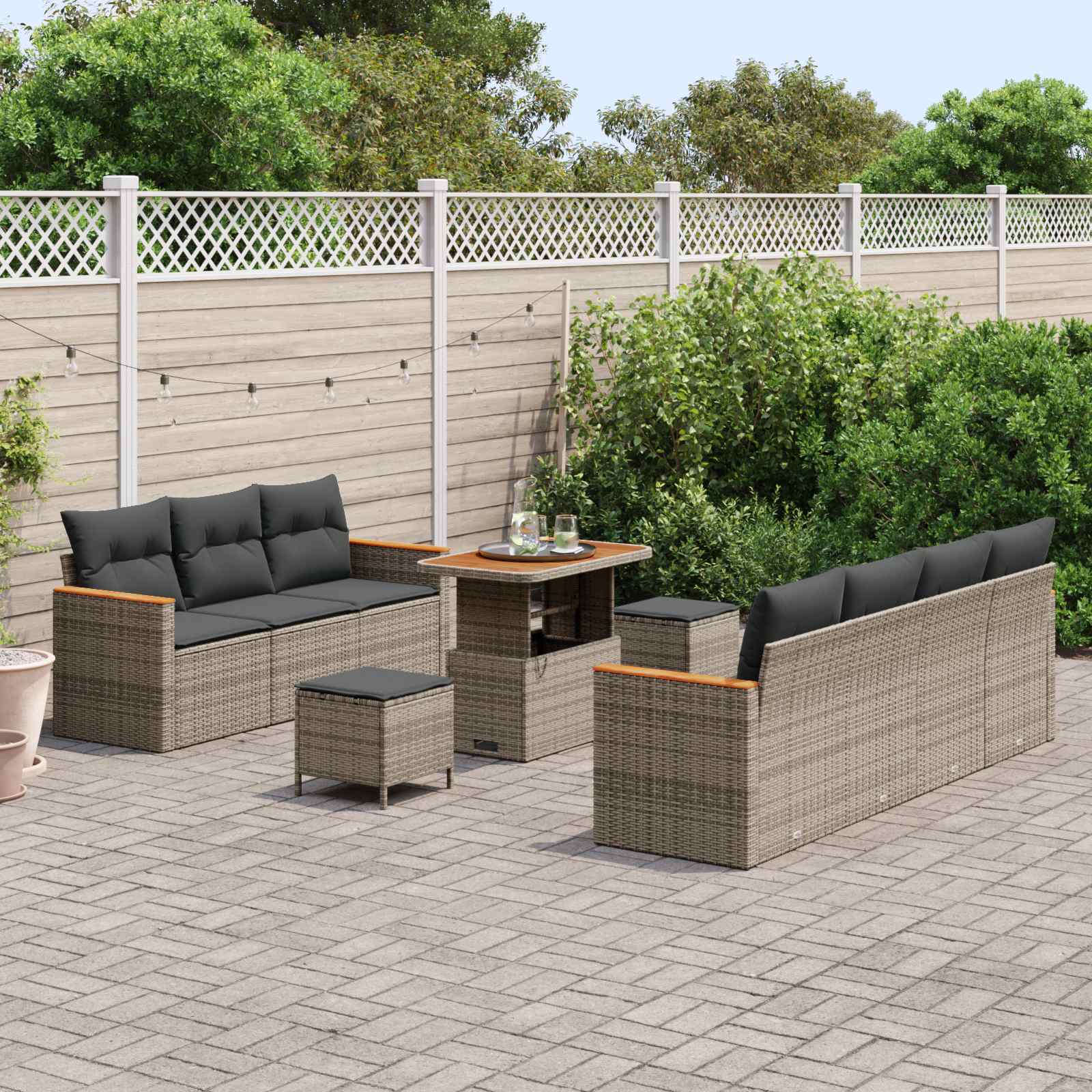 Ensemble de canapé de jardin 10 pcs Gris polyrotin - XIOS