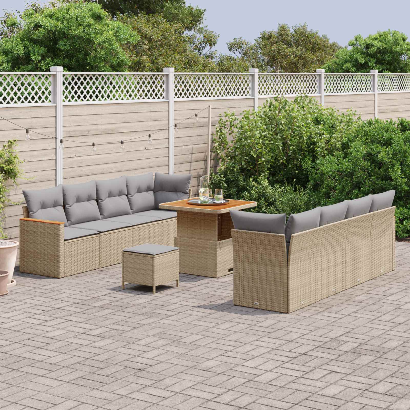 Ensemble de canapé de jardin 11 pcs Beige polyrotin - XIOS