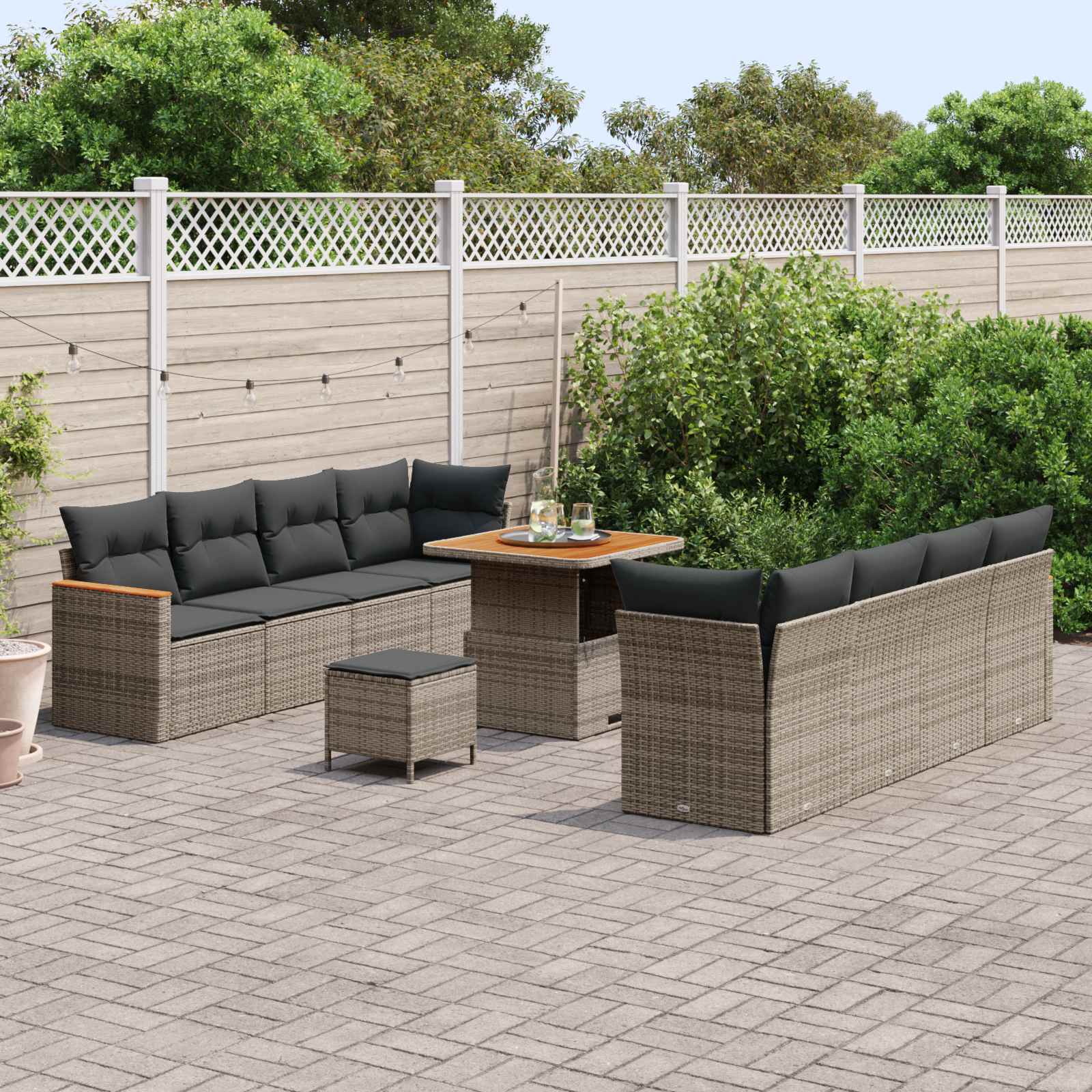 Ensemble de canapé de jardin 11 pcs Gris polyrotin - XIOS