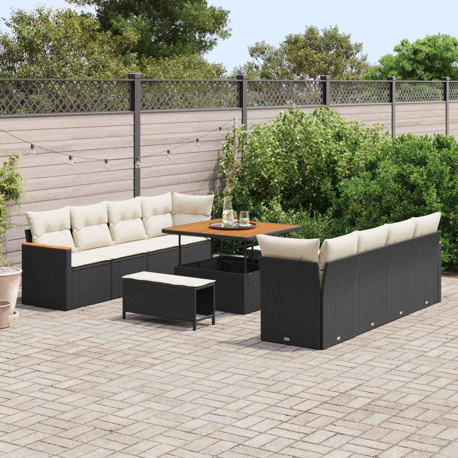 Ensemble de canapé de jardin 11 pcs Noir polyrotin - XIOS