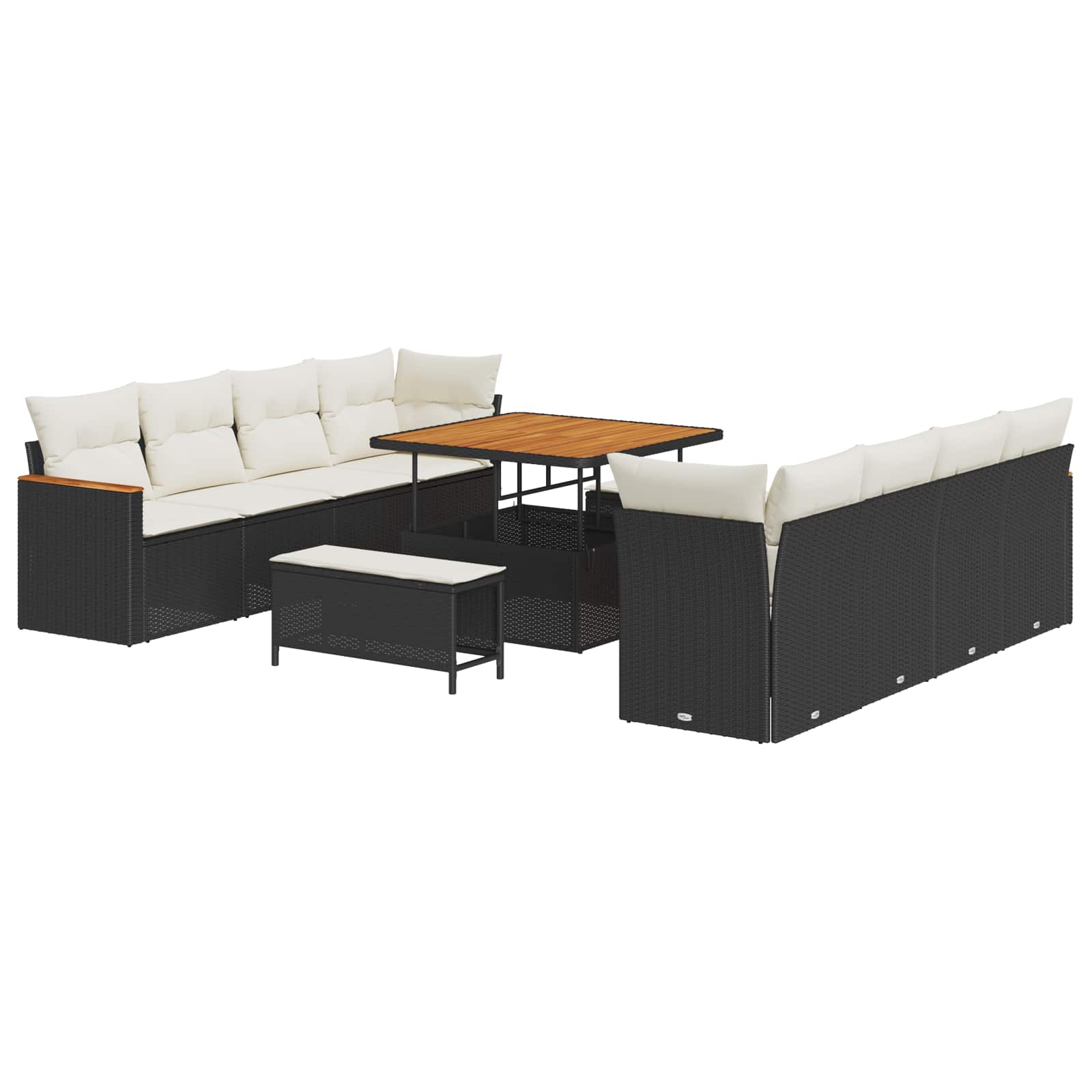 Ensemble de canapé de jardin 11 pcs Noir polyrotin - XIOS