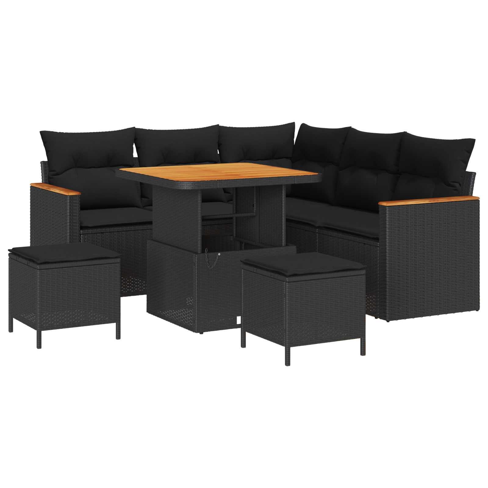 Ensemble de canapé de jardin 8 pcs Noir polyrotin