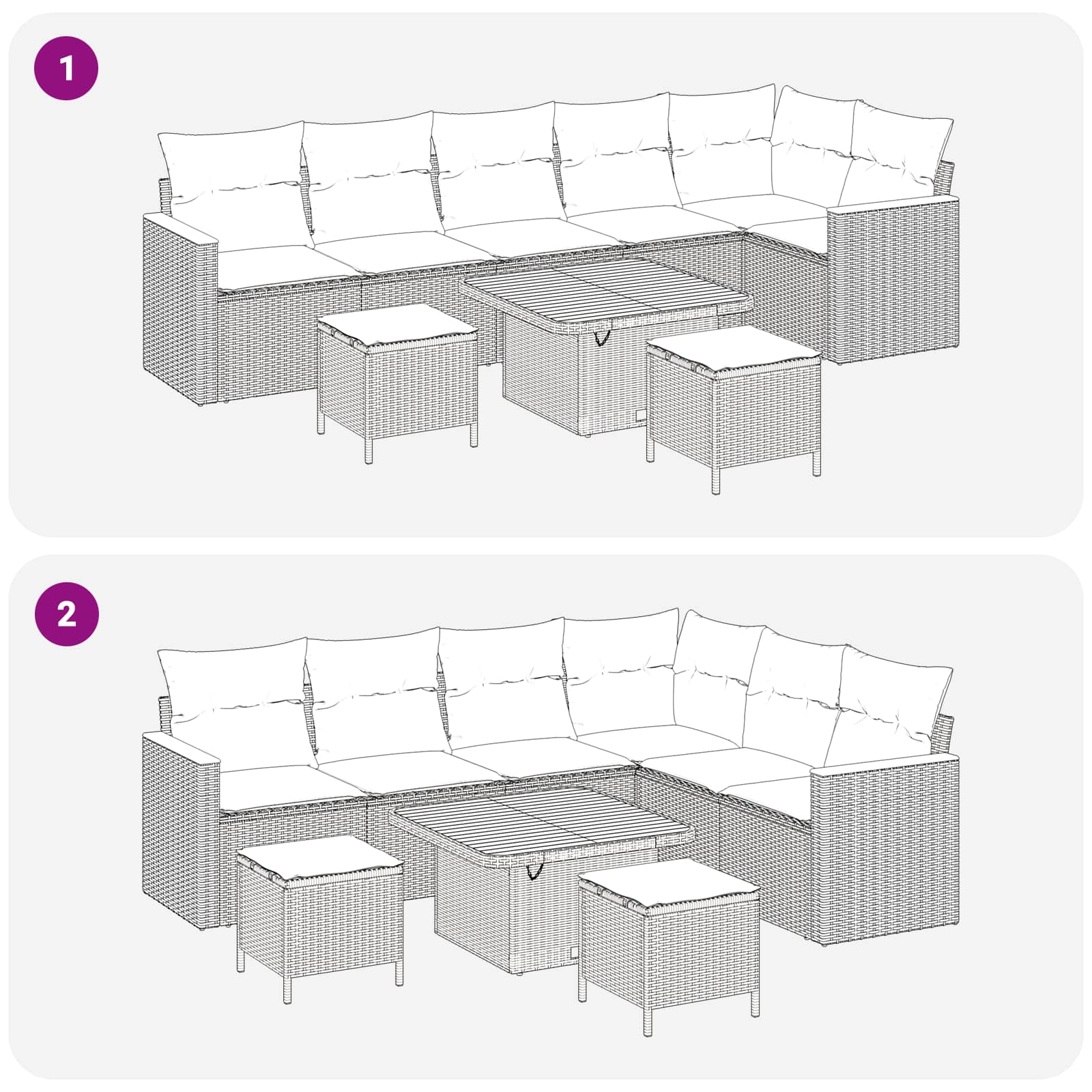 Ensemble de canapé de jardin 9 pcs Beige polyrotin - XIOS