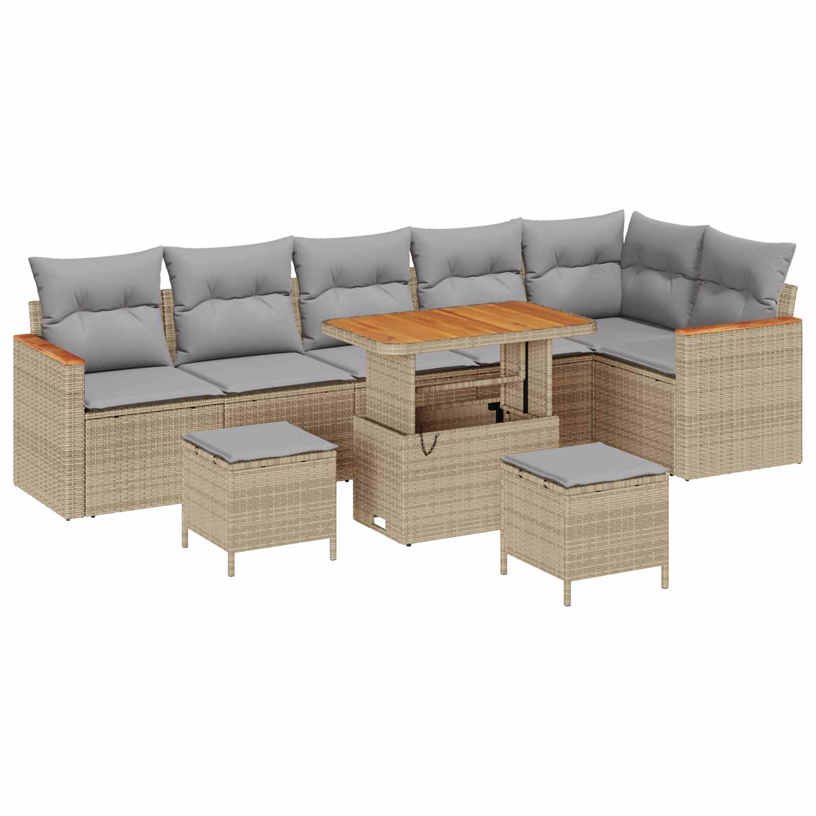 Ensemble de canapé de jardin 9 pcs Beige polyrotin - XIOS
