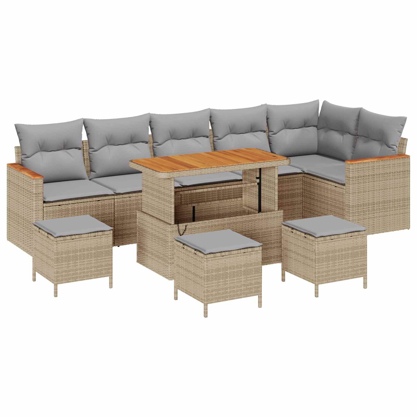 Ensemble de canapé de jardin 10 pcs Beige polyrotin - XIOS