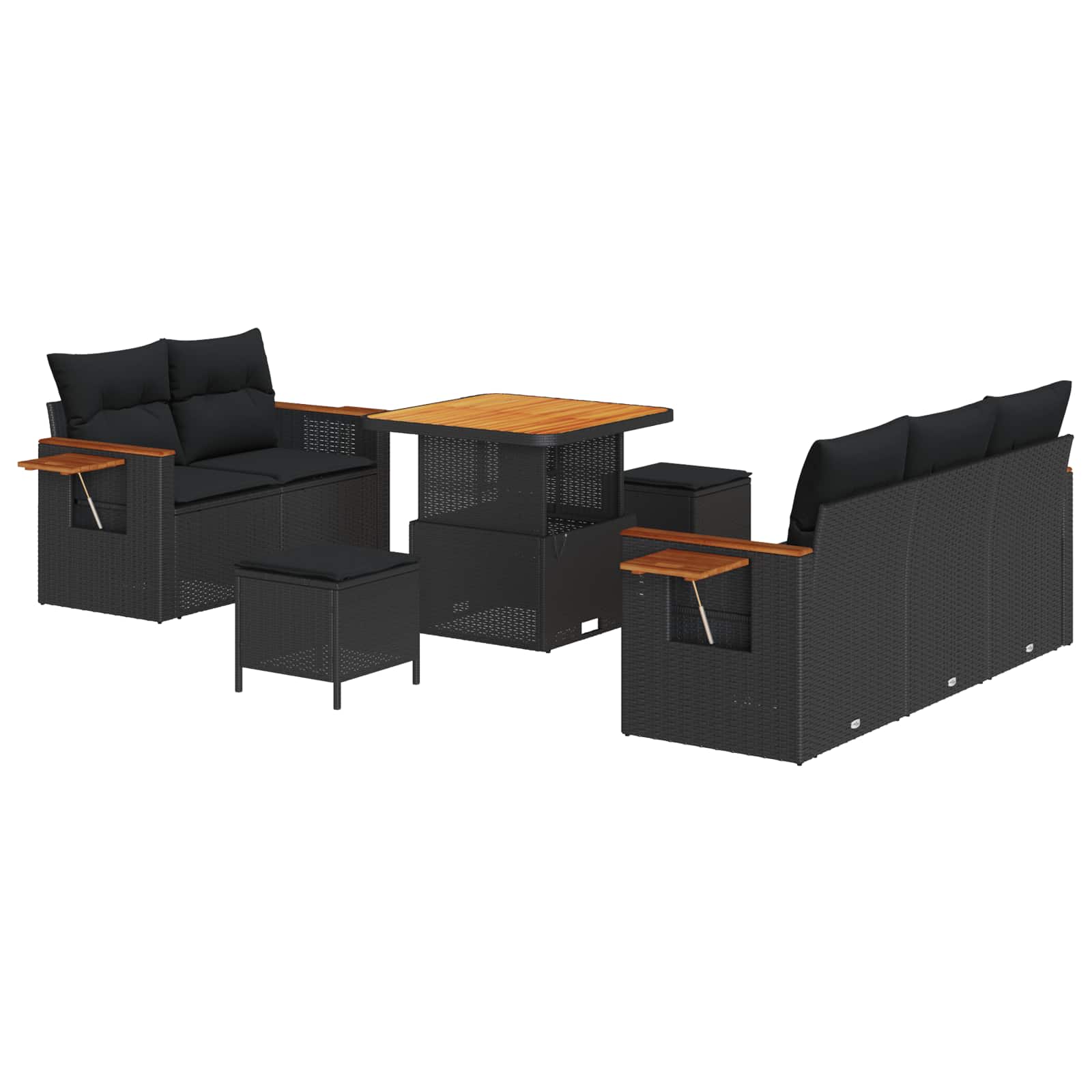 Ensemble de canapé de jardin 8 pcs Noir polyrotin