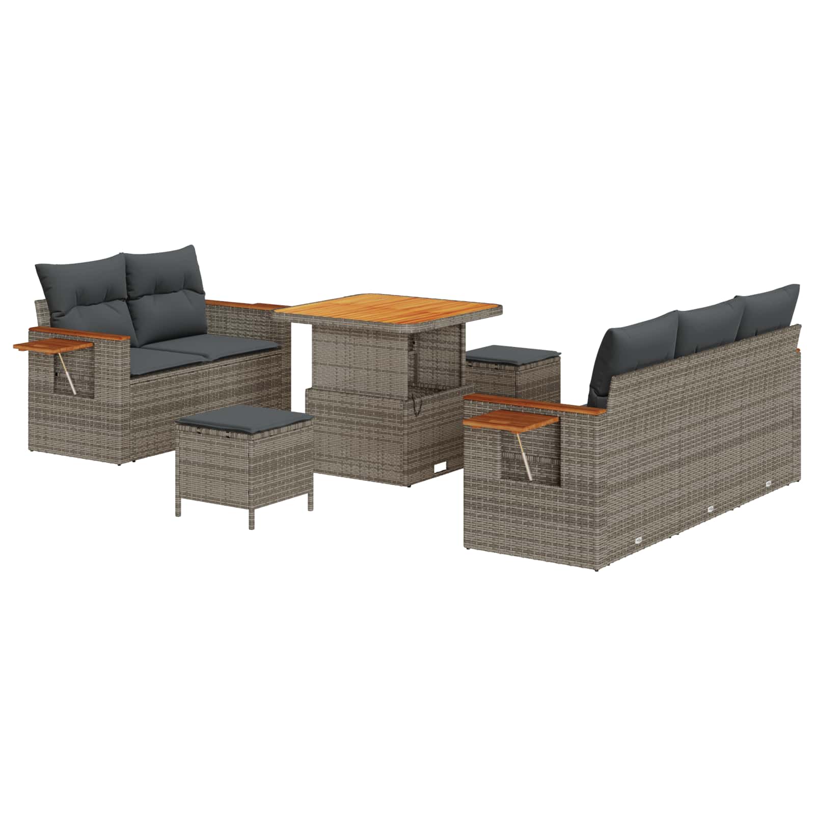 Ensemble de canapé de jardin 8 pcs Gris polyrotin - XIOS