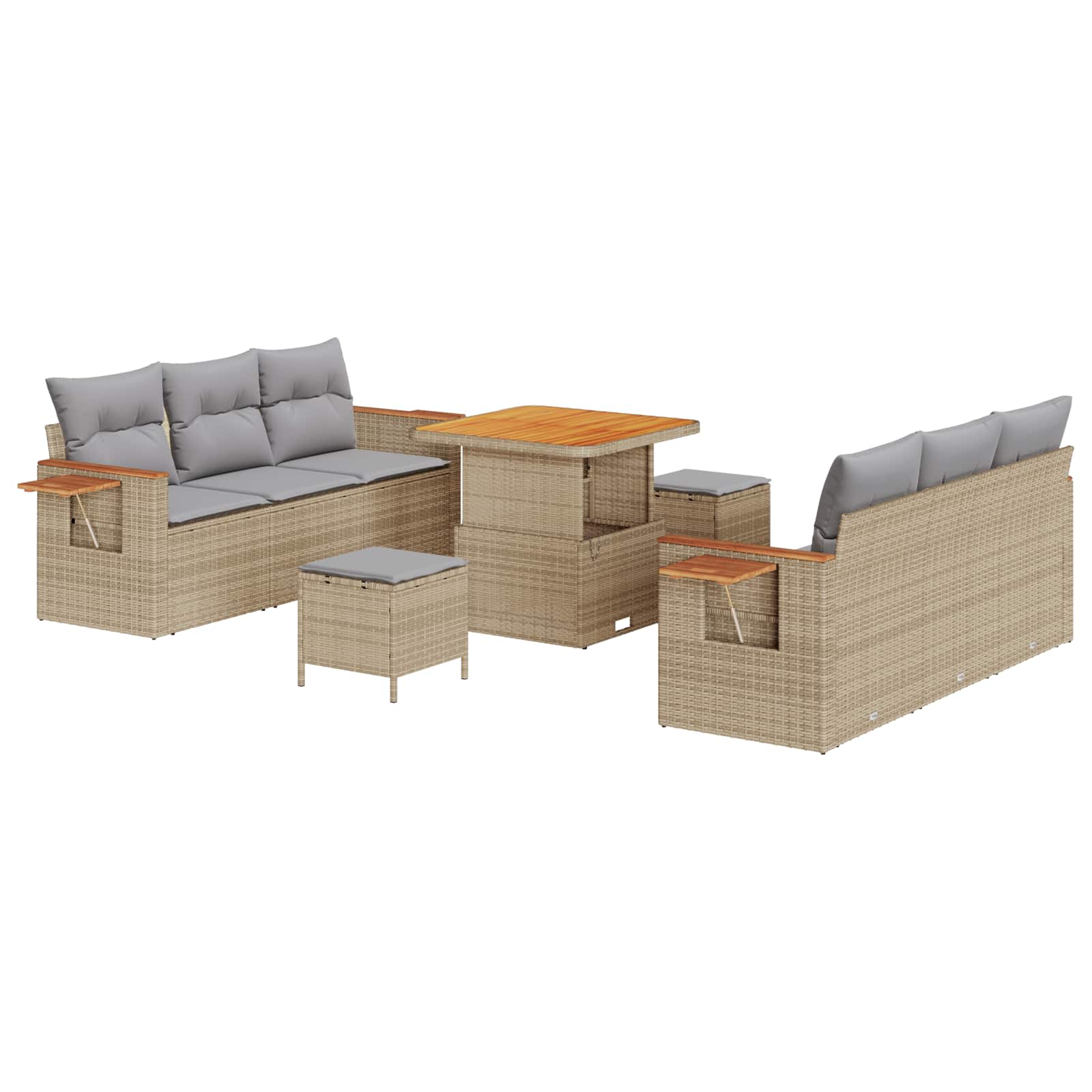 Ensemble de canapé de jardin 9 pcs Beige polyrotin - XIOS