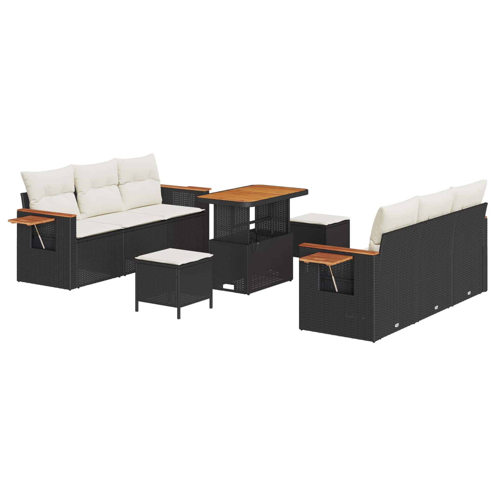 Ensemble de canapé de jardin 9 pcs Noir polyrotin - XIOS