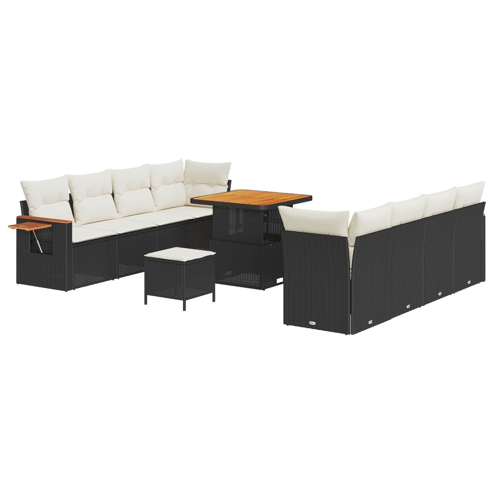Ensemble de canapé de jardin 11 pcs Noir polyrotin - XIOS