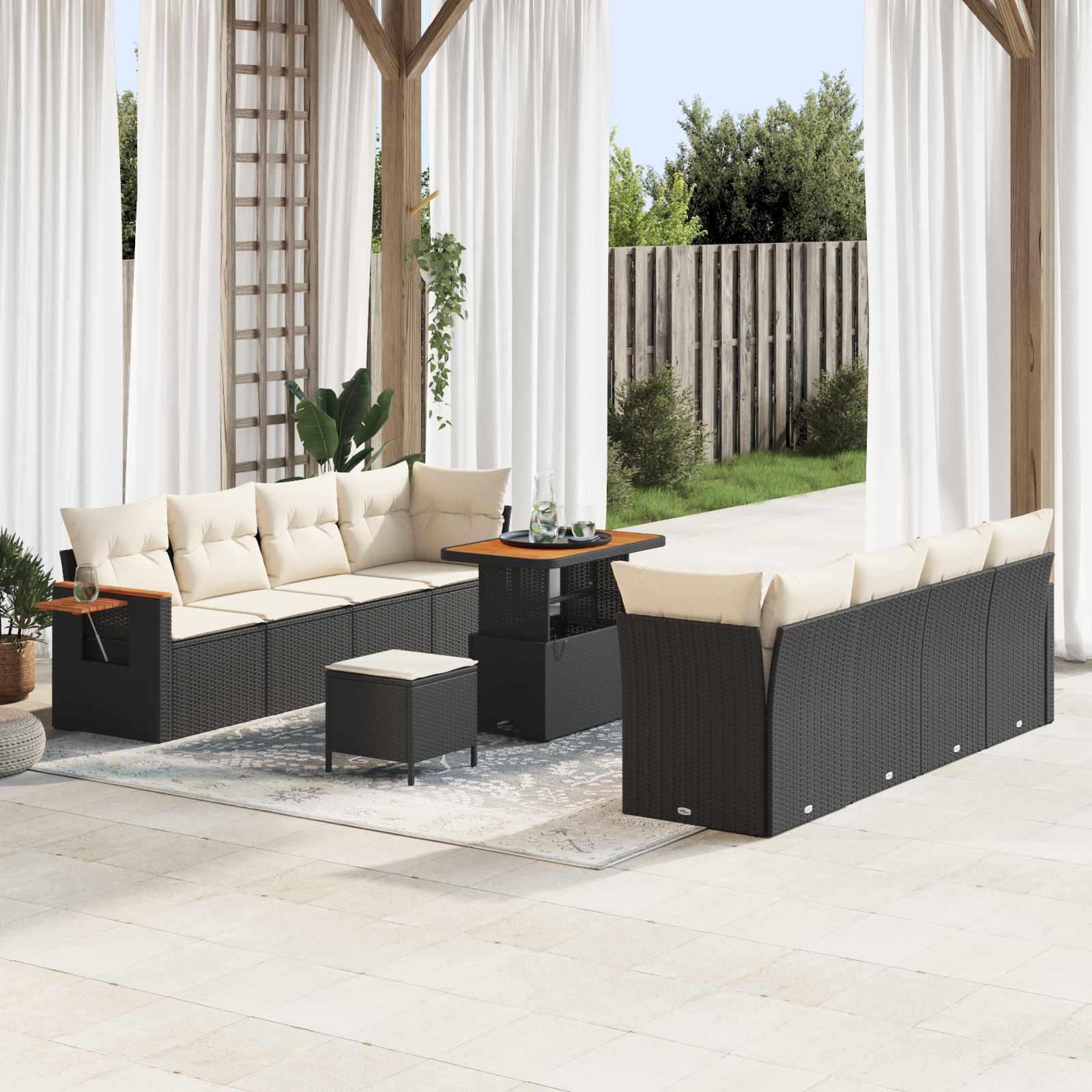 Ensemble de canapé de jardin 11 pcs Noir polyrotin - XIOS