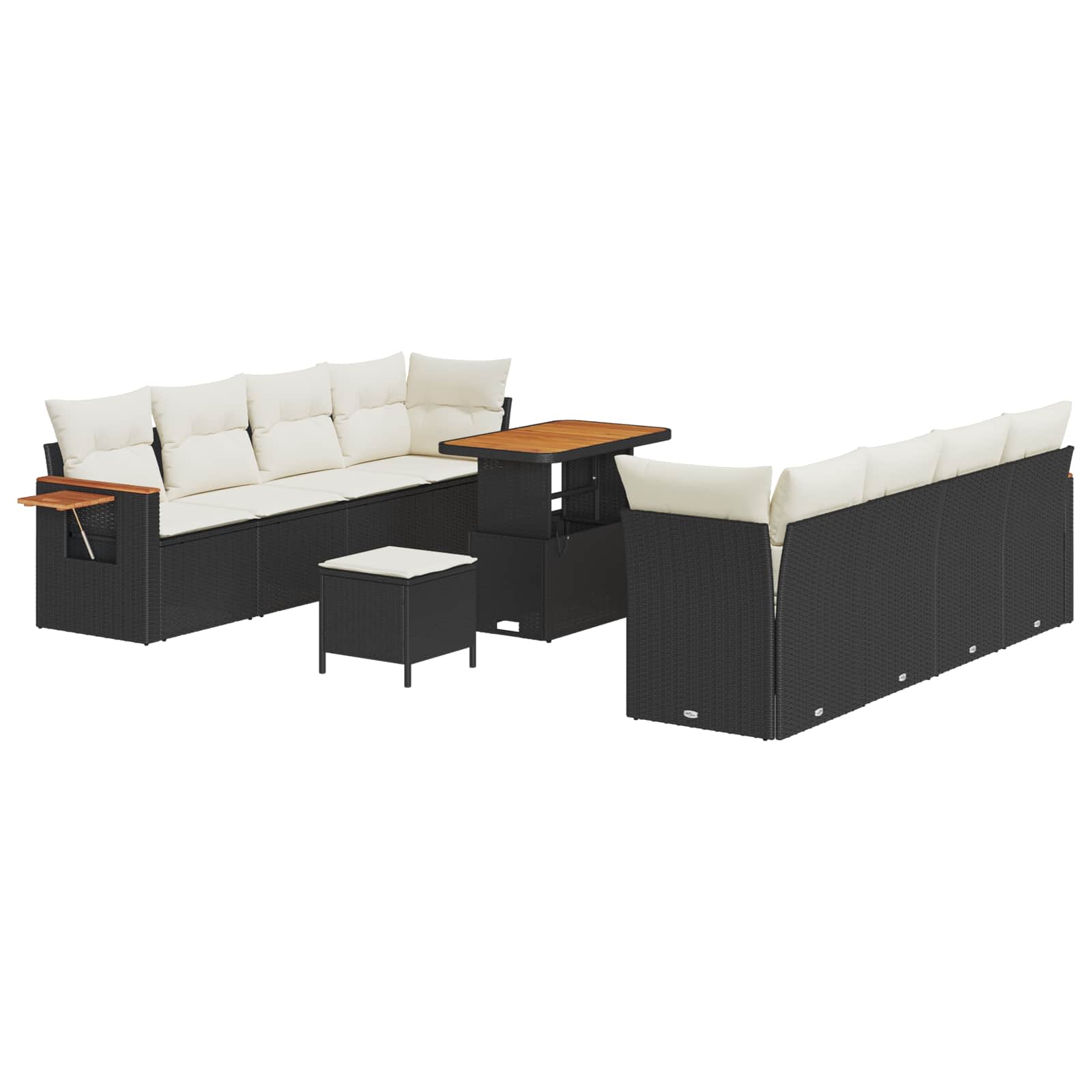 Ensemble de canapé de jardin 11 pcs Noir polyrotin - XIOS
