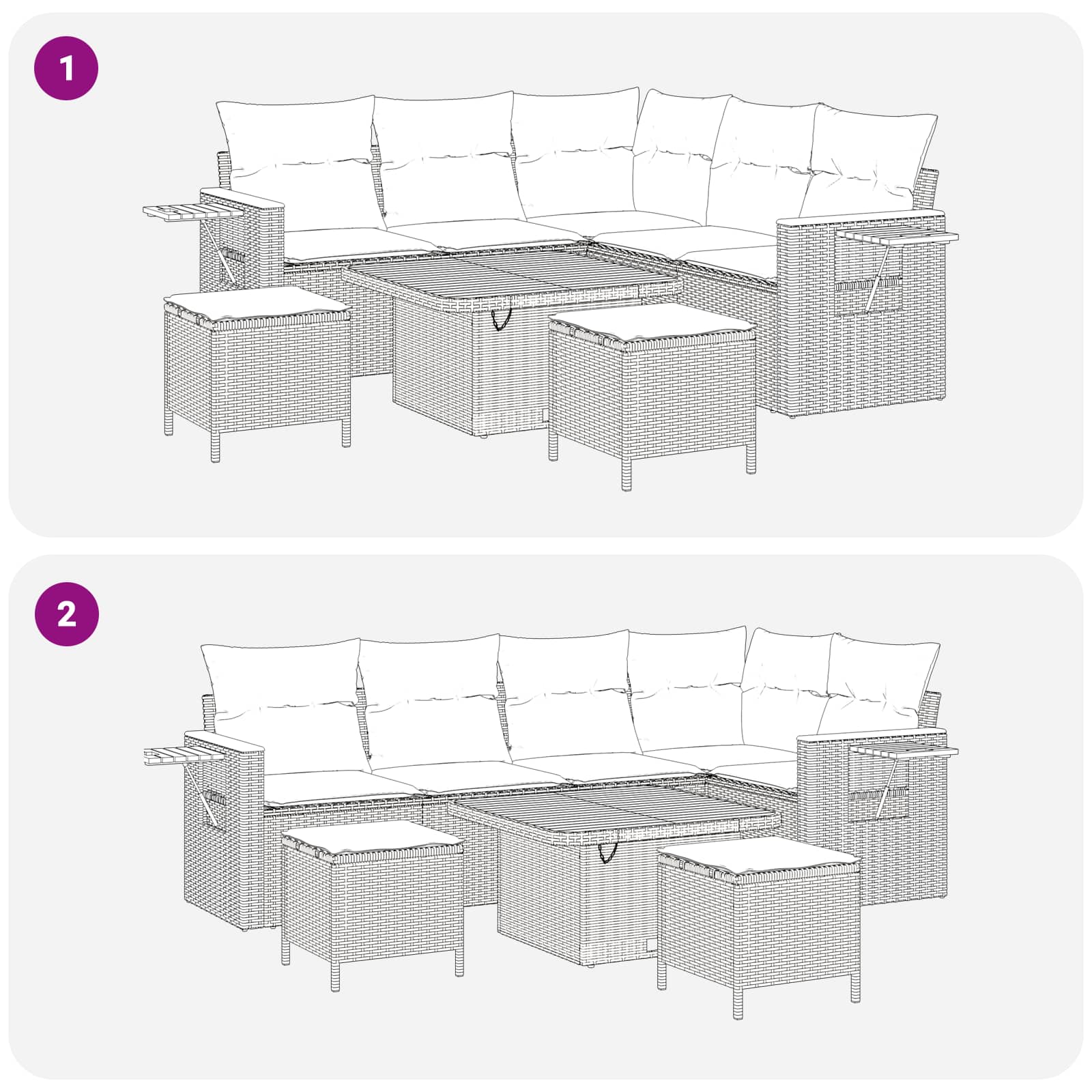 Ensemble de canapé de jardin 8 pcs Noir polyrotin