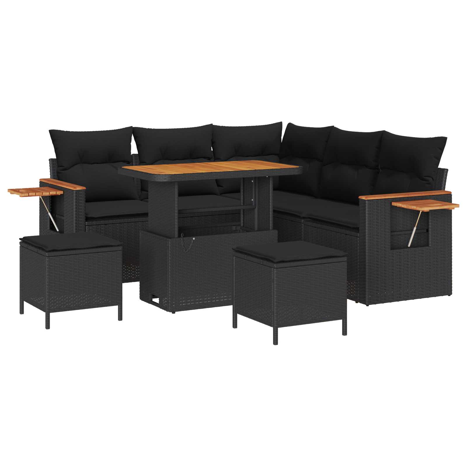 Ensemble de canapé de jardin 8 pcs Noir polyrotin