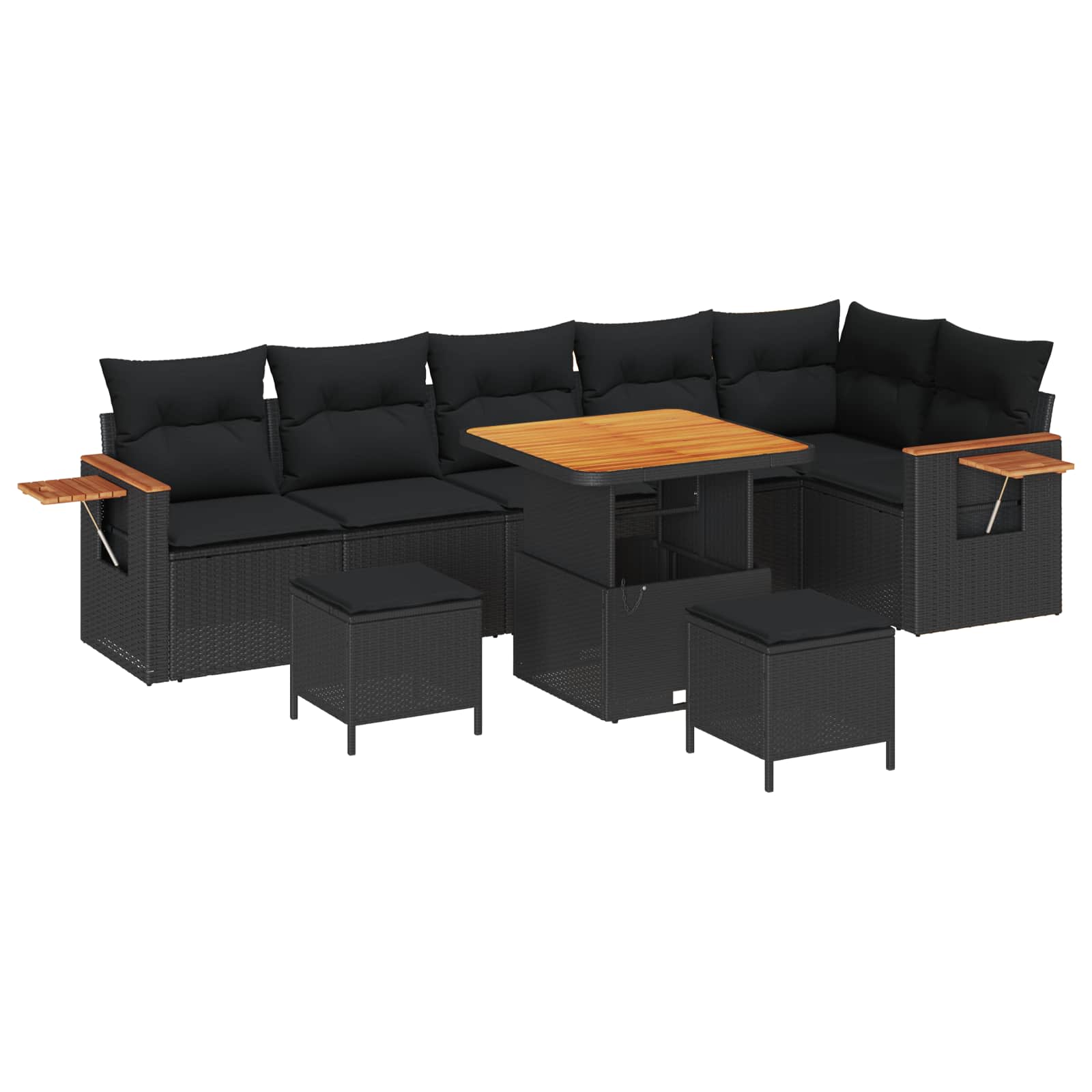 Ensemble de canapé de jardin 9 pcs Noir polyrotin - XIOS
