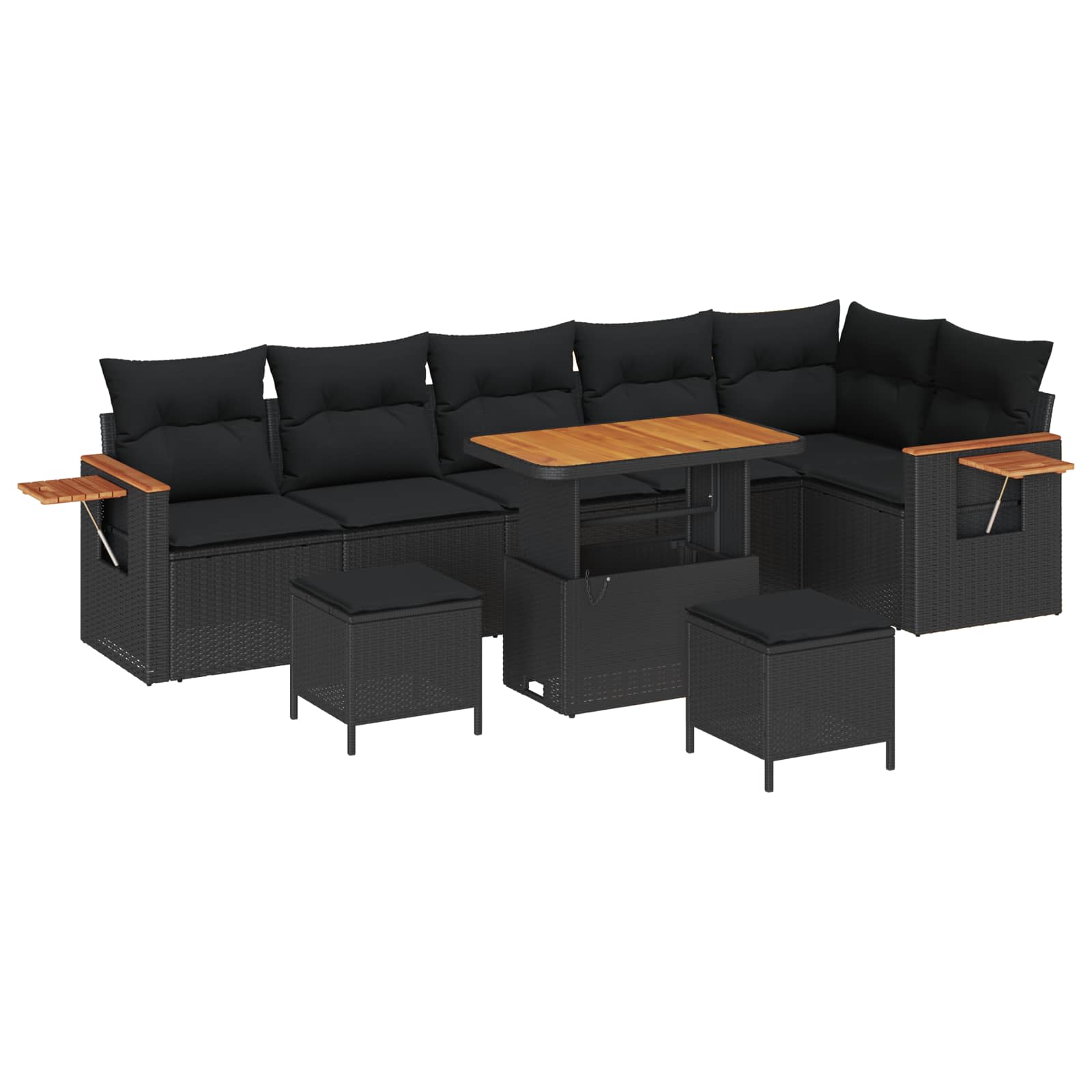 Ensemble de canapé de jardin 9 pcs Noir polyrotin - XIOS