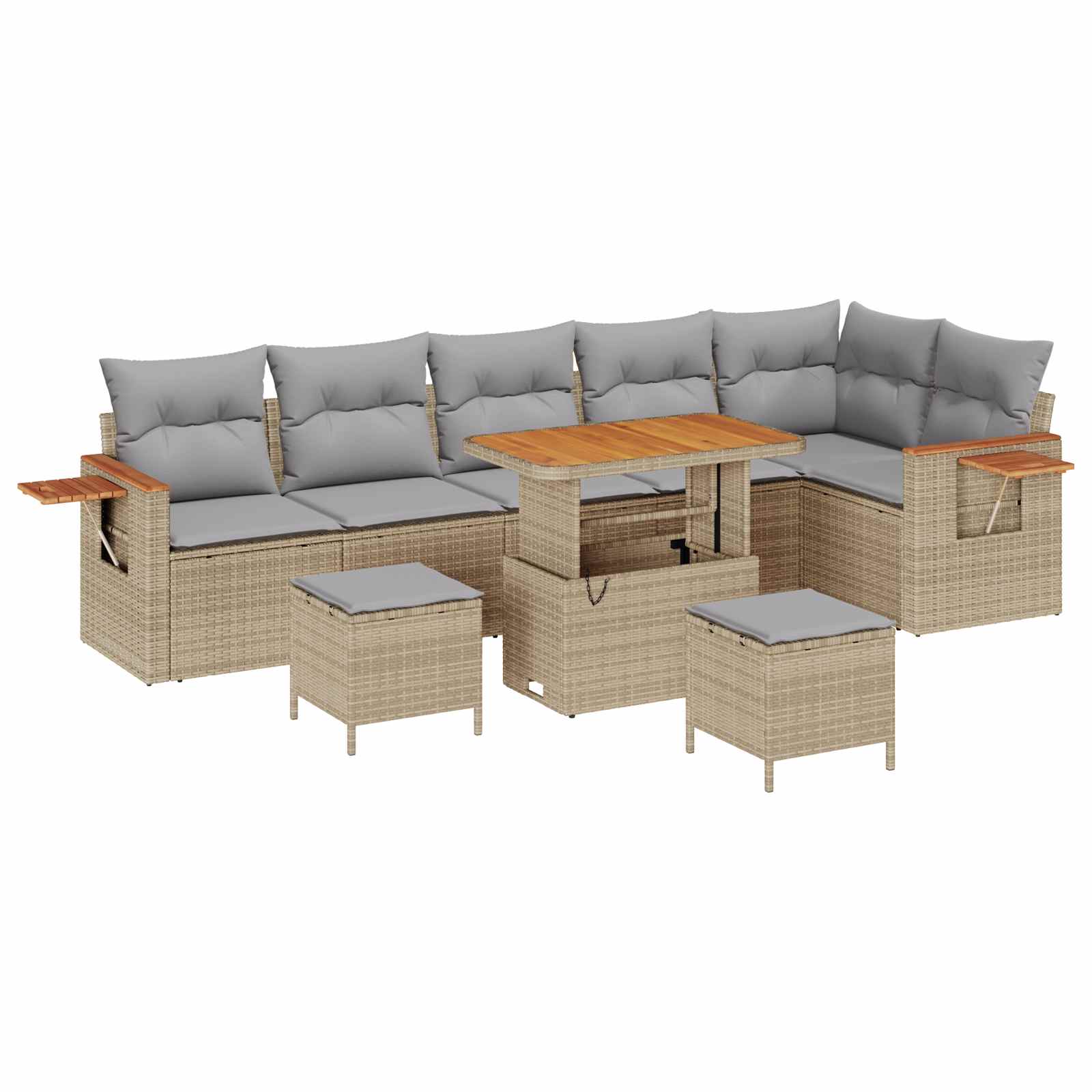 Ensemble de canapé de jardin 9 pcs Beige polyrotin