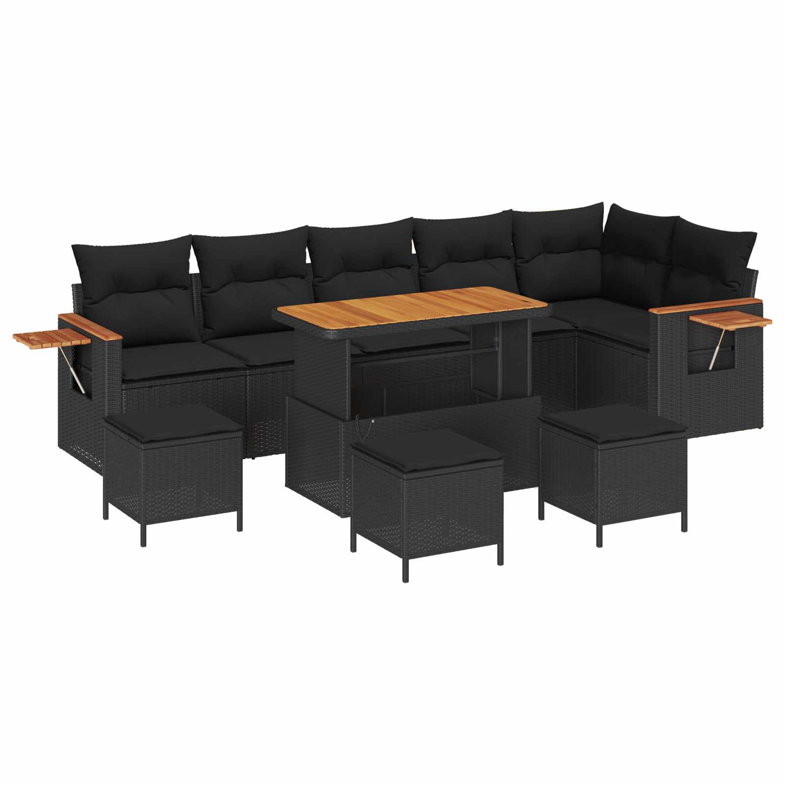 Ensemble de canapé de jardin 10 pcs Noir polyrotin - XIOS