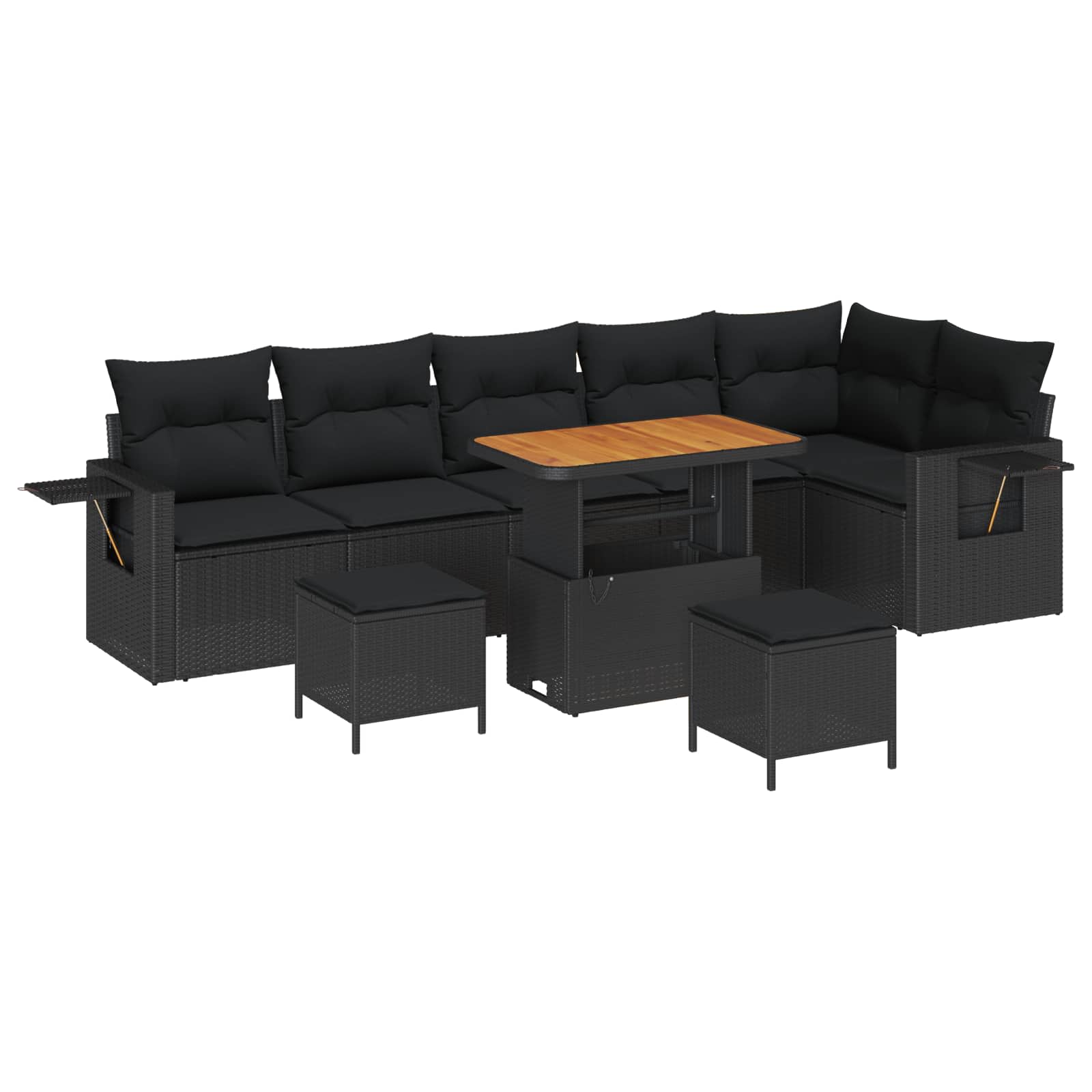 Ensemble de canapé de jardin avec coussin 11 pcs Noir polyrotin - XIOS