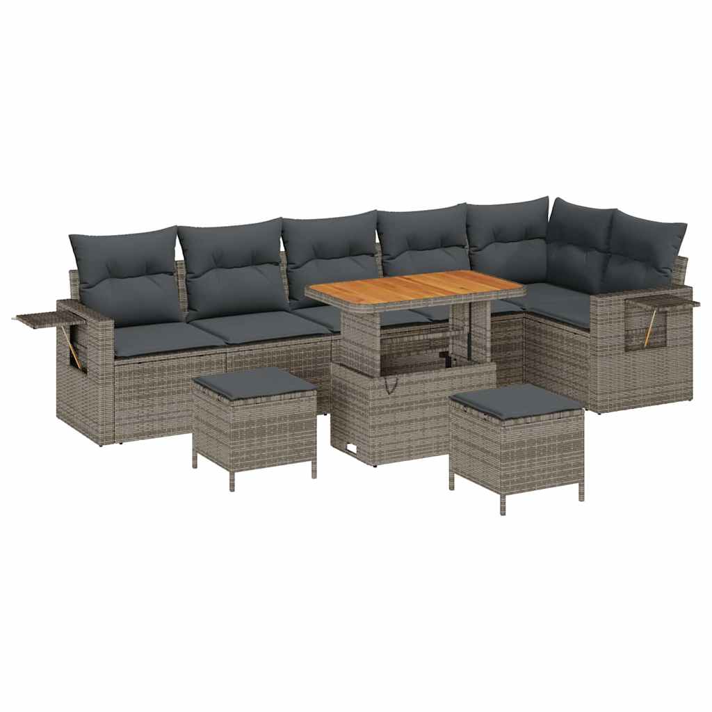 Ensemble de canapé de jardin avec coussin 11 pcs Gris polyrotin - XIOS