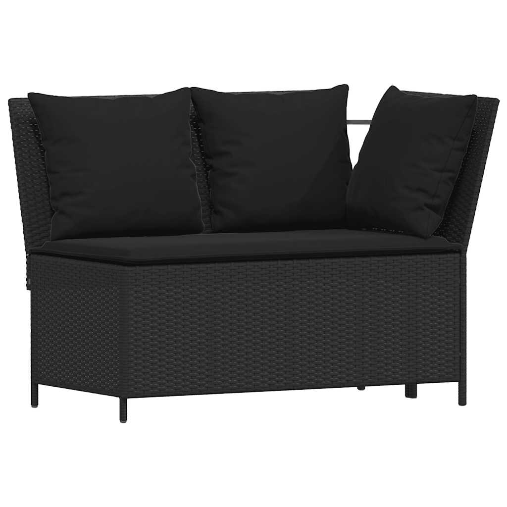 Salon de jardin 4 pcs avec coussins forme L noir résine tressée - XIOS
