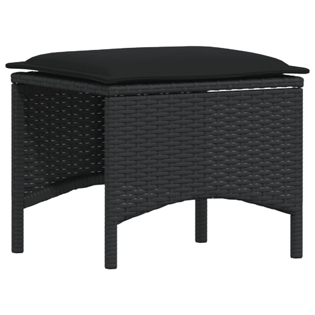 Salon de jardin 4 pcs avec coussins forme L noir résine tressée - XIOS