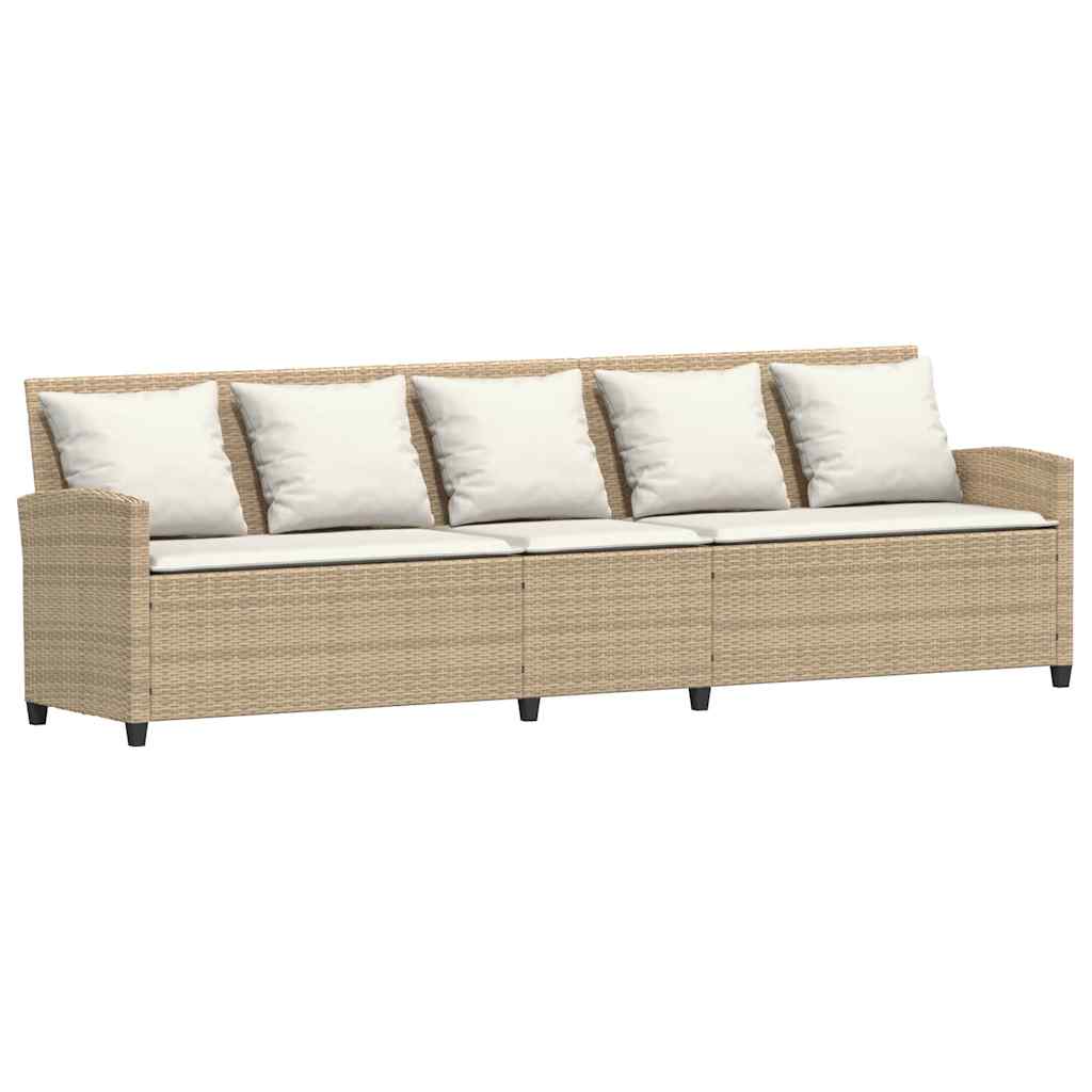 Salon de jardin avec coussins forme de L 4 pcs beige polyrotin - XIOS