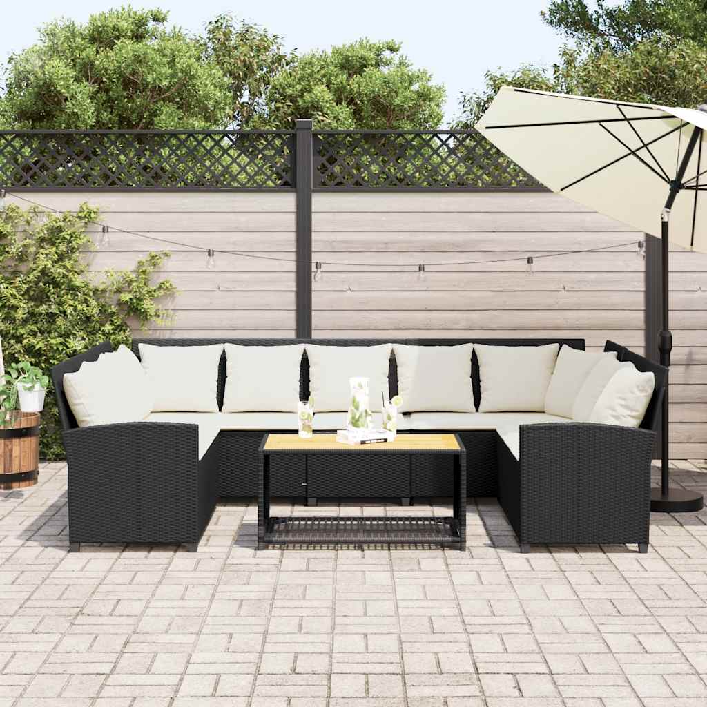 Canapé de jardin avec coussins Noir Résine tressée - XIOS