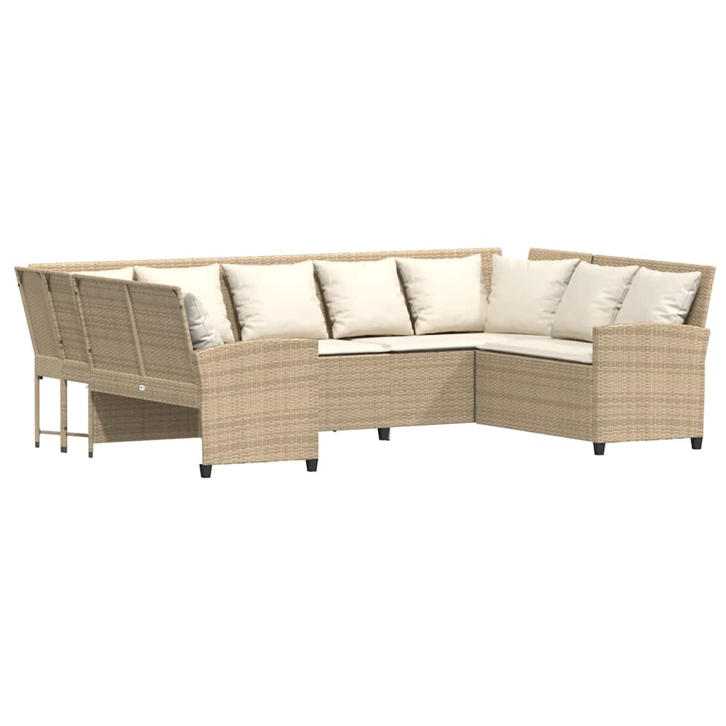 Canapé de jardin avec coussins beige résine tressée - XIOS