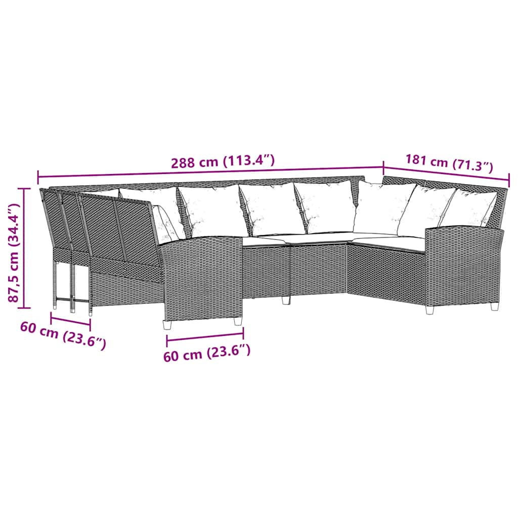 Canapé de jardin avec coussins beige résine tressée - XIOS