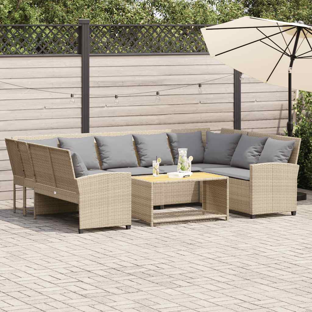 Canapé de jardin avec coussins beige résine tressée - XIOS