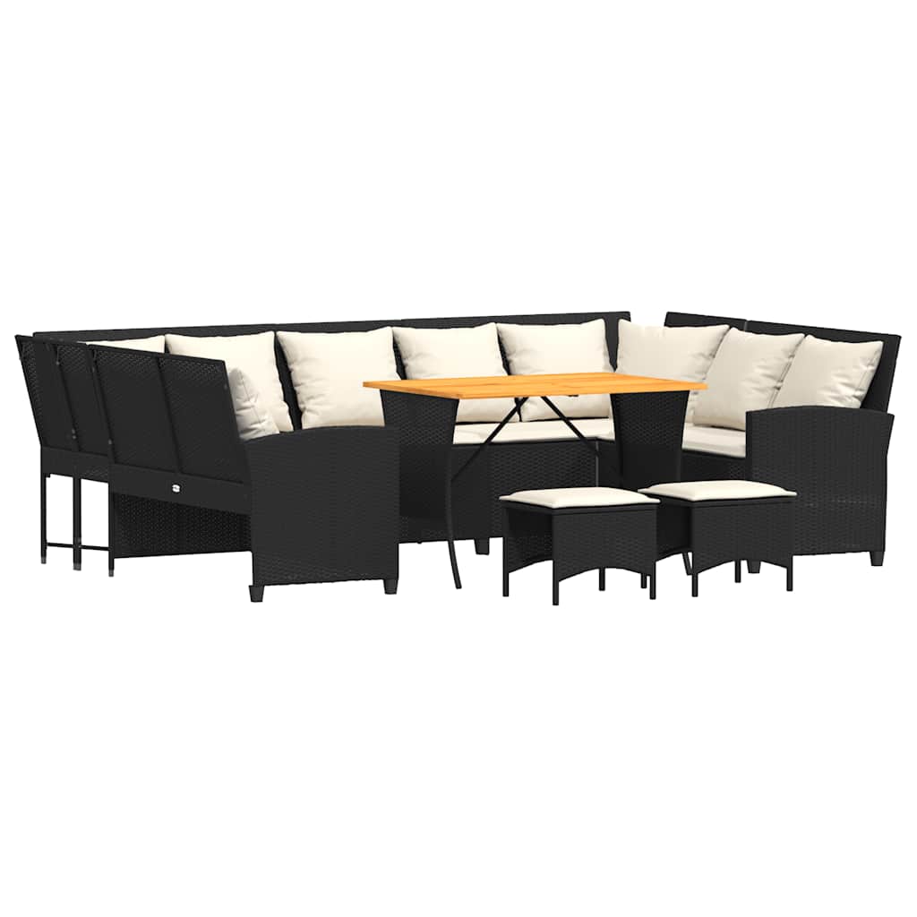 Salon de jardin 4 pcs avec coussins noir résine tressée - XIOS