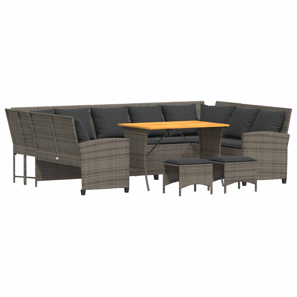Salon de jardin 4 pcs avec coussins gris résine tressée - XIOS