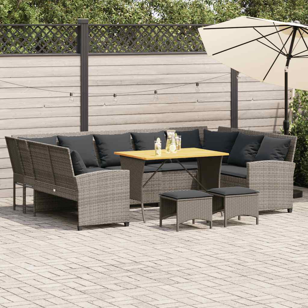 Salon de jardin 4 pcs avec coussins gris résine tressée - XIOS