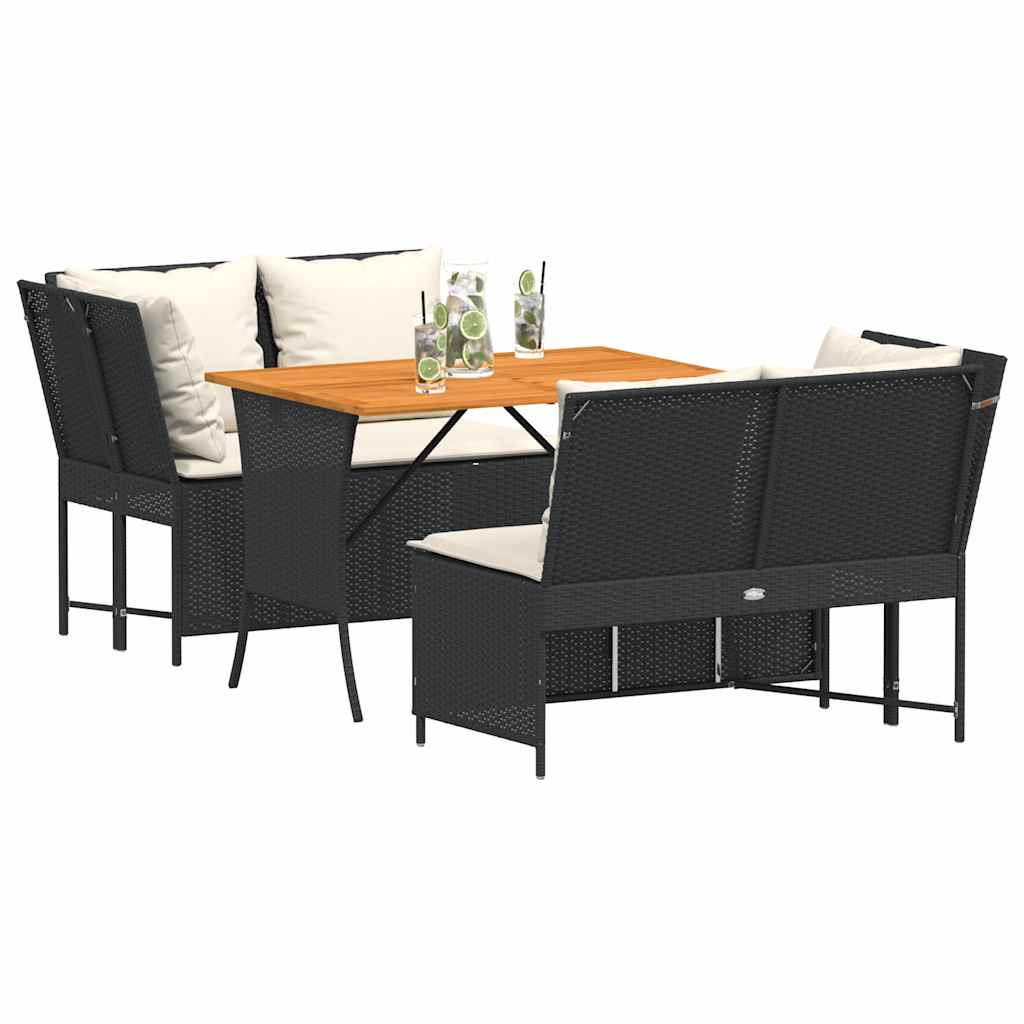 Salon de jardin 3 pcs avec coussins noir résine tressée - XIOS