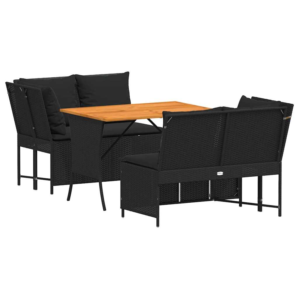Salon de jardin 3 pcs avec coussins noir résine tressée - XIOS