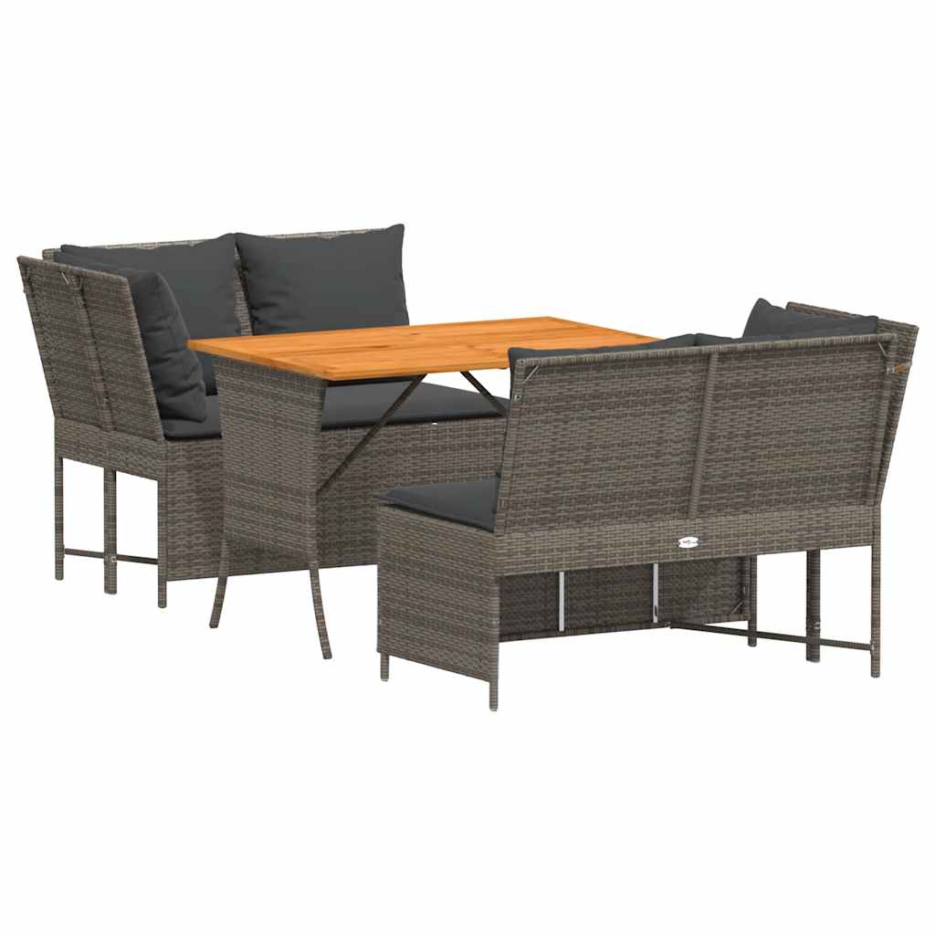 Salon de jardin avec coussins 3 pcs gris résine tressée - XIOS