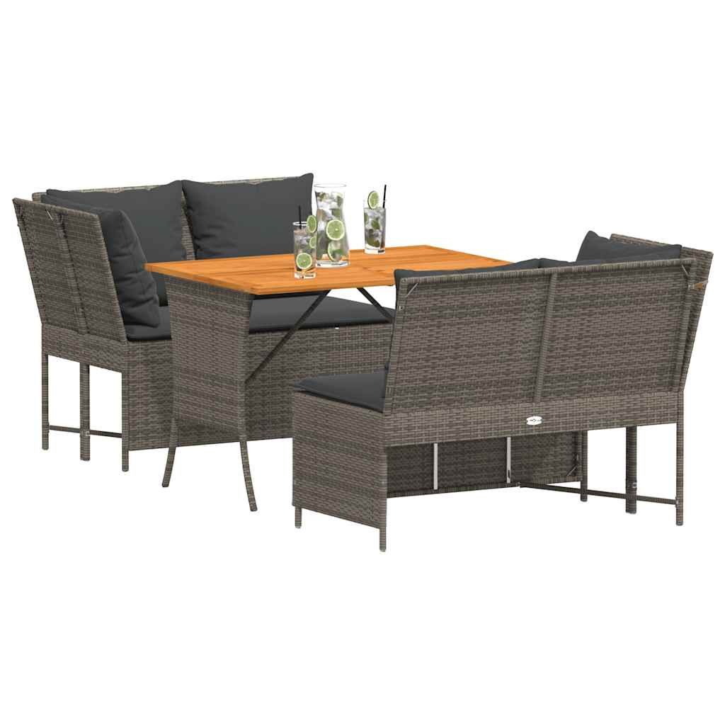 Salon de jardin avec coussins 3 pcs gris résine tressée - XIOS